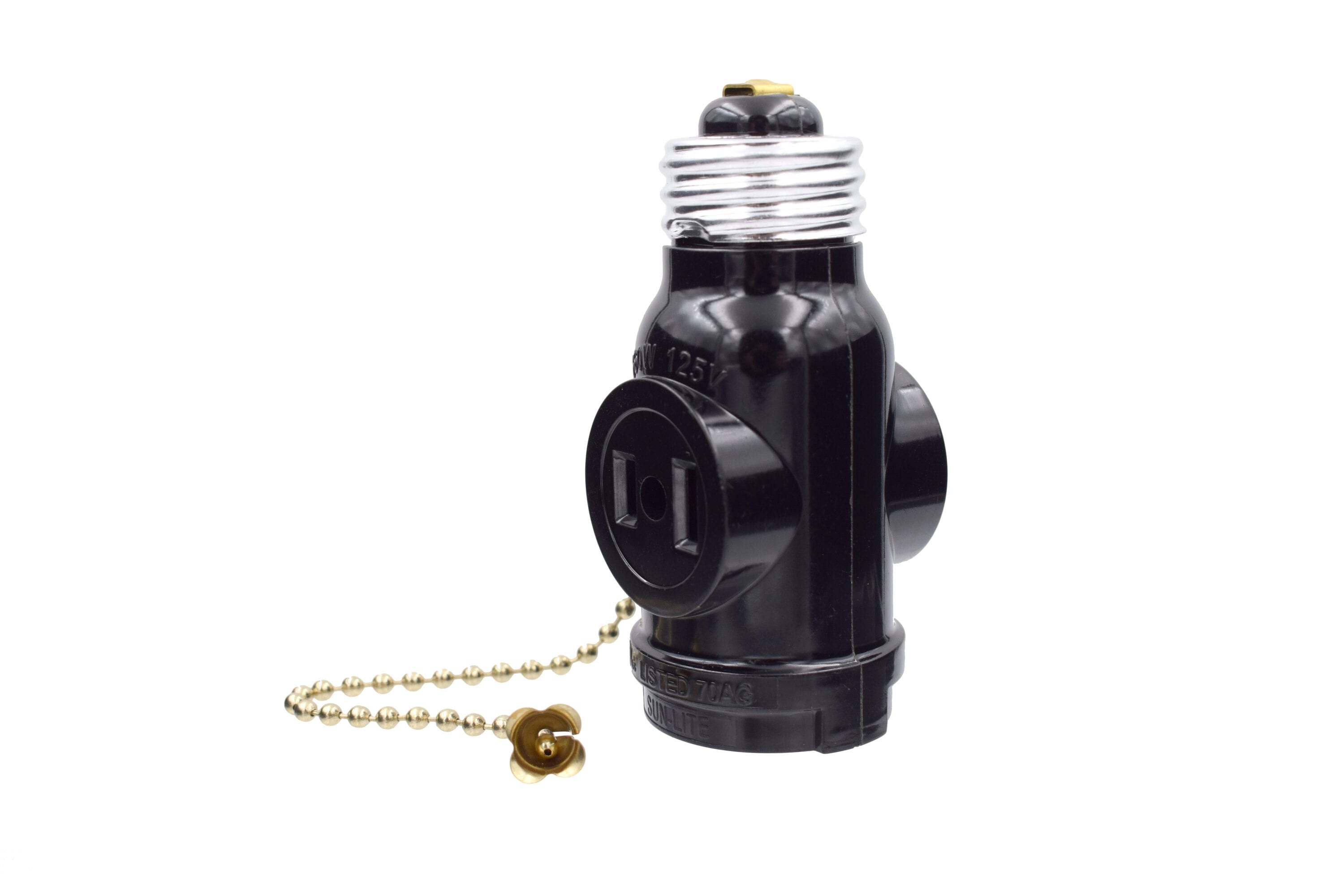 Dual Outlet Light Socket Adapter, with Pull Chain (3 Pk)