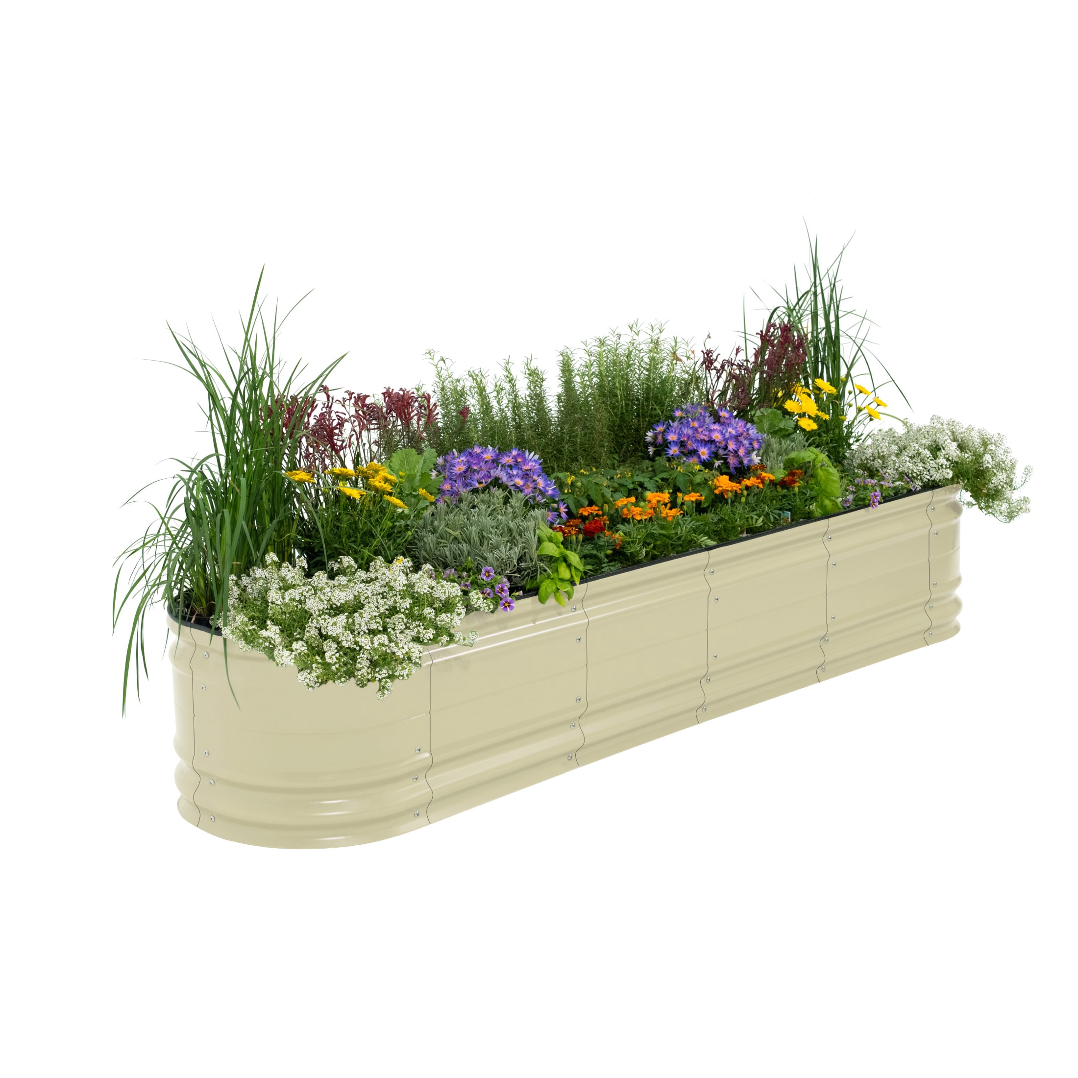 Vego Garden VB9N117WG2 32-cu ft 42-in W x 78-in L x 17-in H Pearl White Galvanized Metal Raised Garden Bed