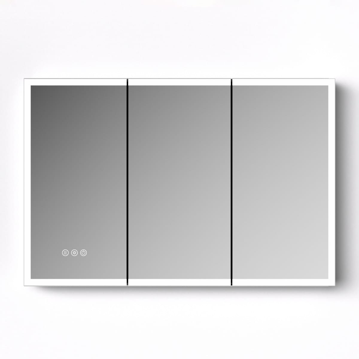 Iseryn 48-in x 32-in Lighted LED Fog Free Surface/Recessed Mount Silver Mirrored Rectangle Medicine Cabinet with Outlet