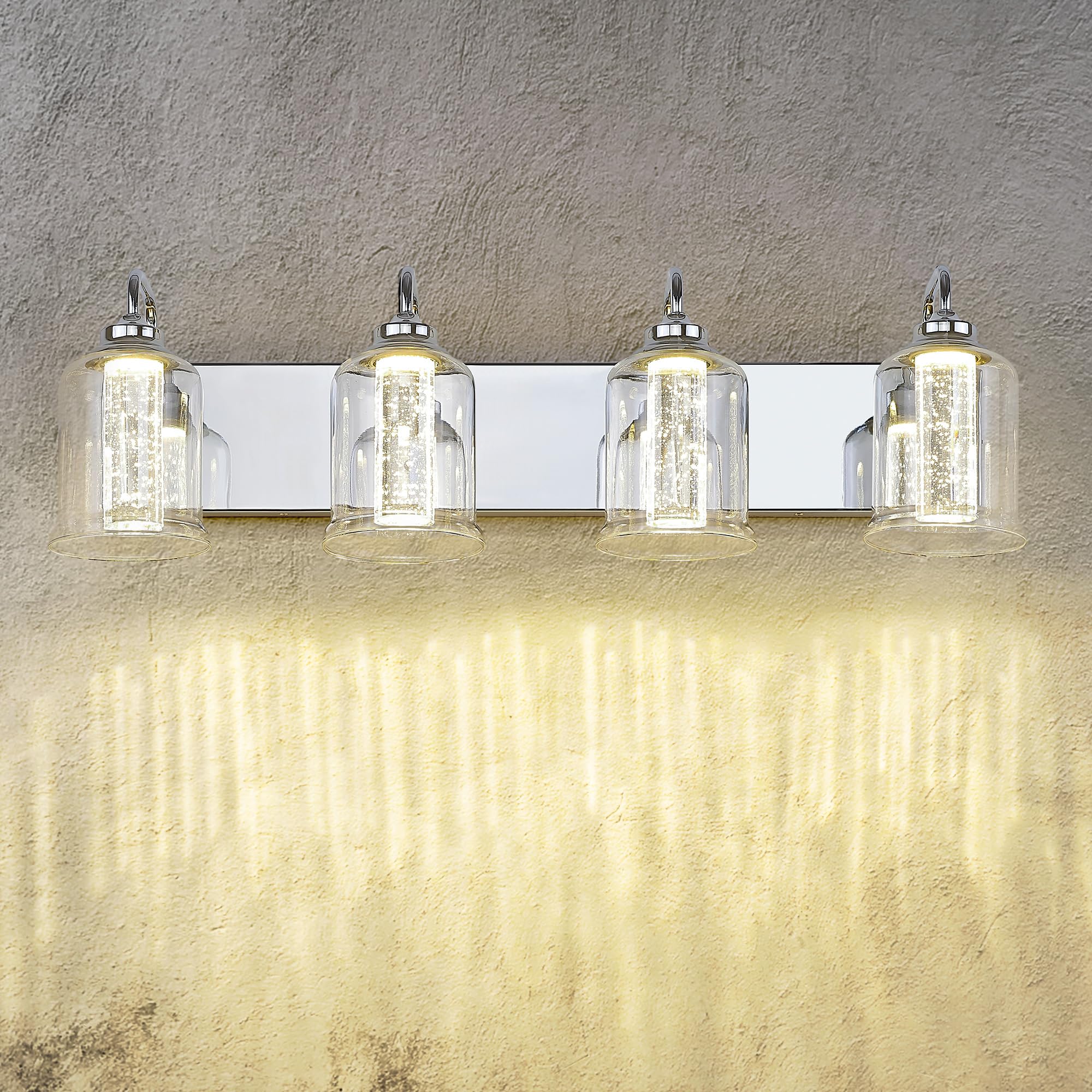 LTMATE LSZSL72B-4W LED CH JAZAVA 28.3-in 4 -Light Chrome Integrated LED Modern/contemporary Vanity light