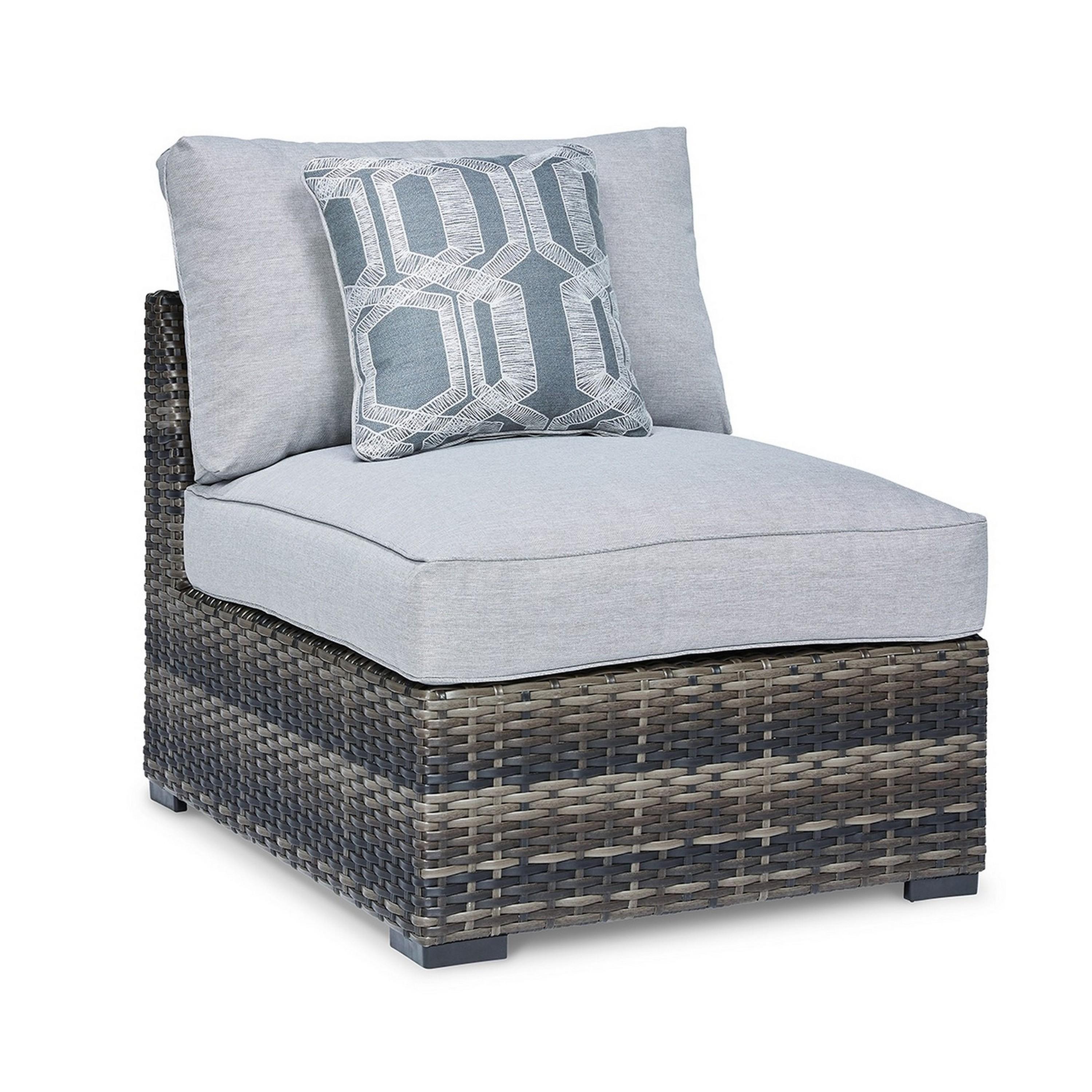 Benzara BM313425 Set of 2 Wicker Gray, Brown, Black Stationary Conversation Chair with Gray Cushioned Seat