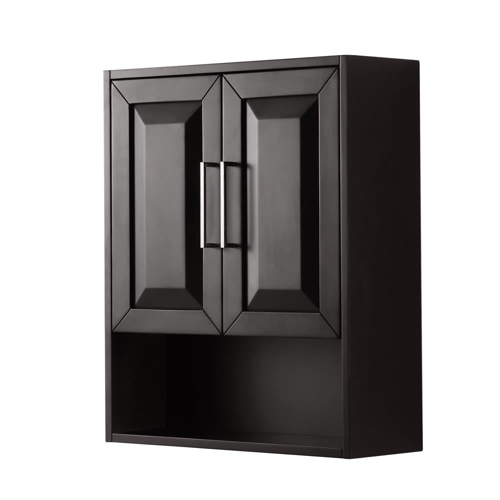 Wyndham Collection WCV2525WCDE Daria 25-Inches x 30-Inches x 9-Inches Dark Espresso with Polished Chrome Trim Soft Close Bathroom Wall Cabinet