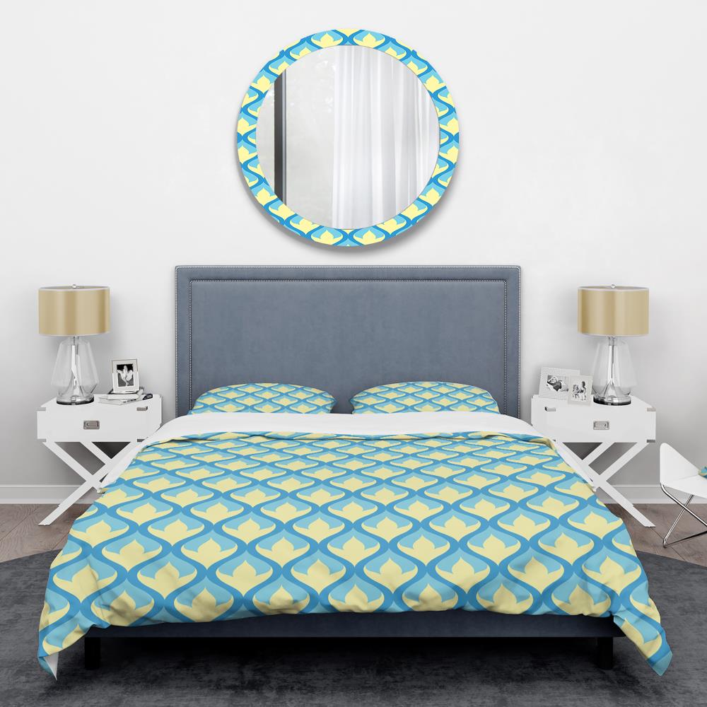 Designart BED24457-Q 3 -Piece Blue Queen Duvet cover Set
