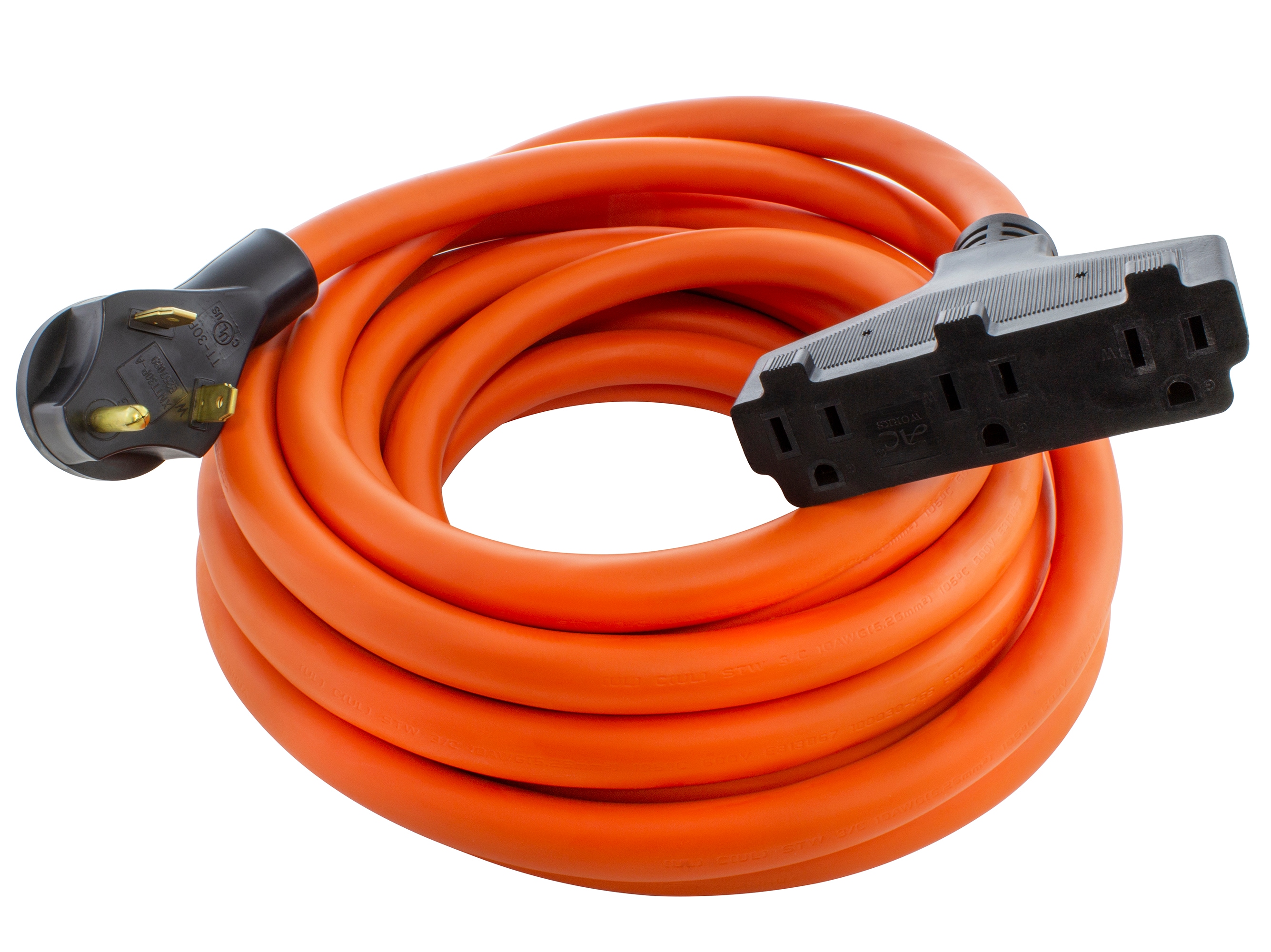 AC WORKS 30A TT-30P to Three 5-15R 25-ft 10/3-Prong Indoor/Outdoor Stw Heavy  Duty General Extension Cord in the Extension Cords department at