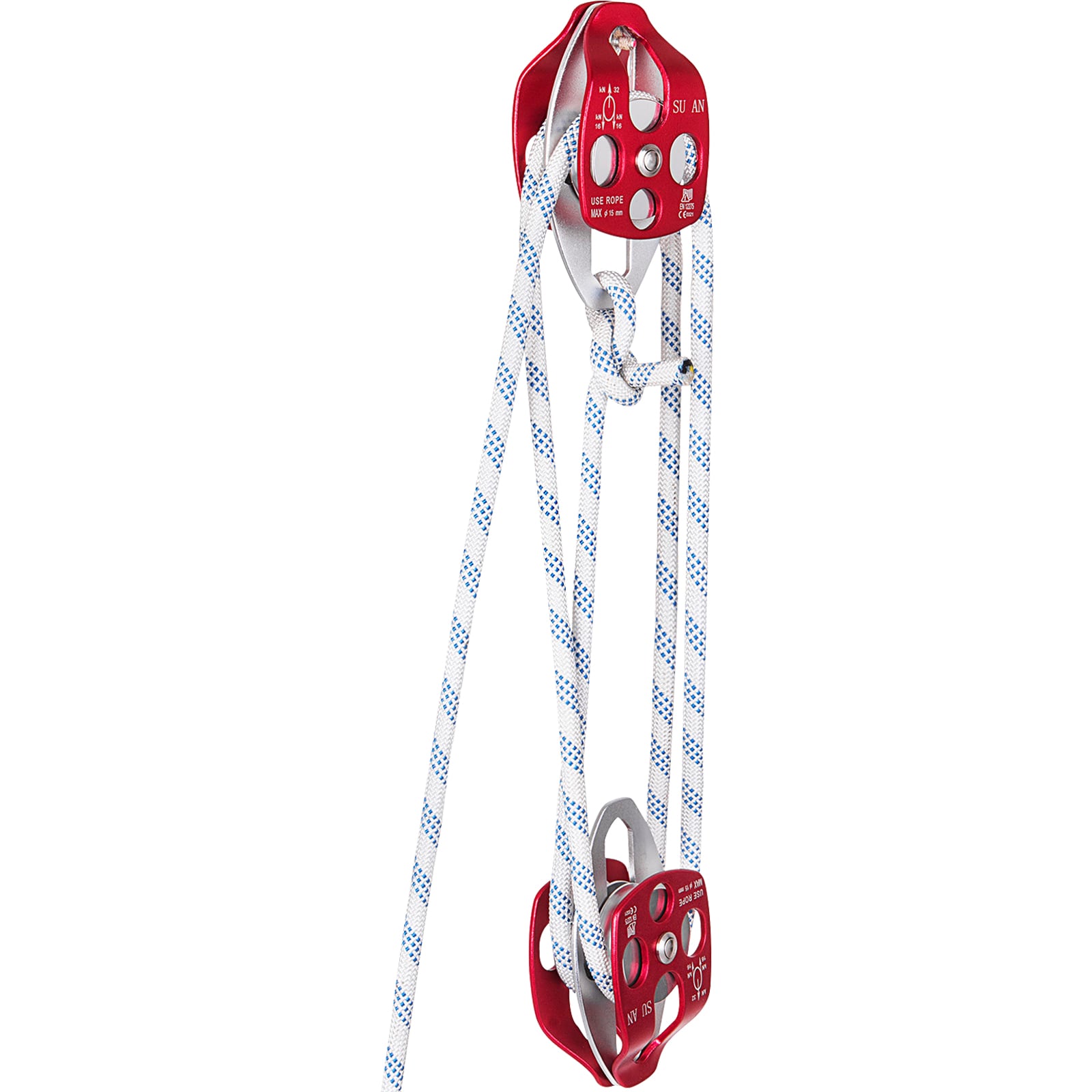 VEVOR Twin Sheave Block and Tackle 0.43-0.5Inch 100-200Ft Twin Sheave Block with Braid Rope 30-35KN 6600-7705LBS Double Pulley Rigging (1/2 x 200) SHLSJTZ12MM61MJLSV0 Sansujyuku sansujyuku.com