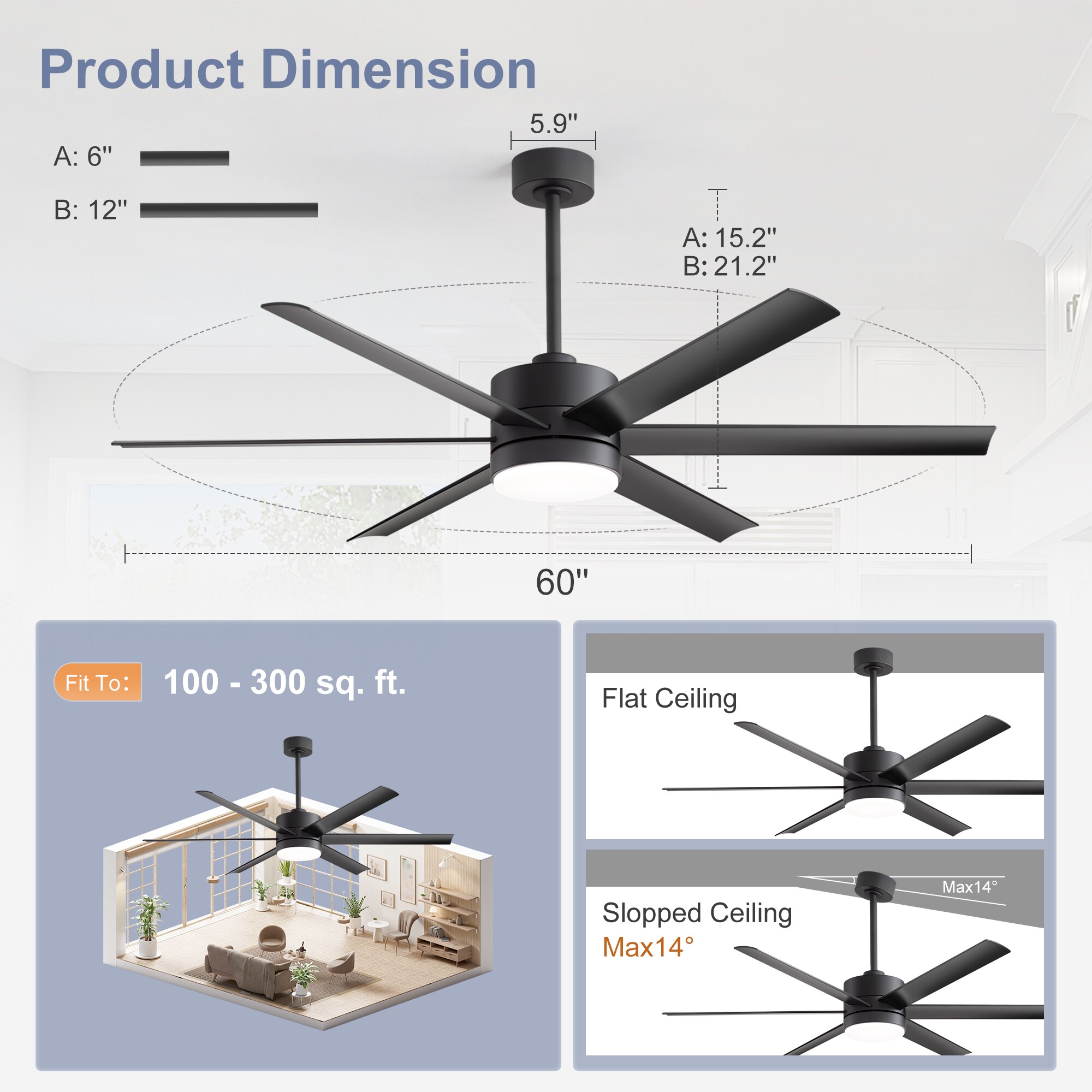Airsurfer AS-29014-BK Ceiling-Fans - View #3