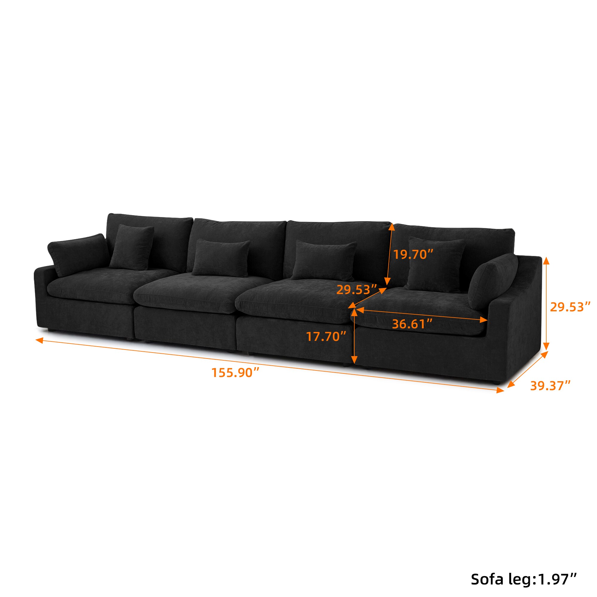 BuotiqHom DH-S4-140BK Sofas-Loveseats - View #10