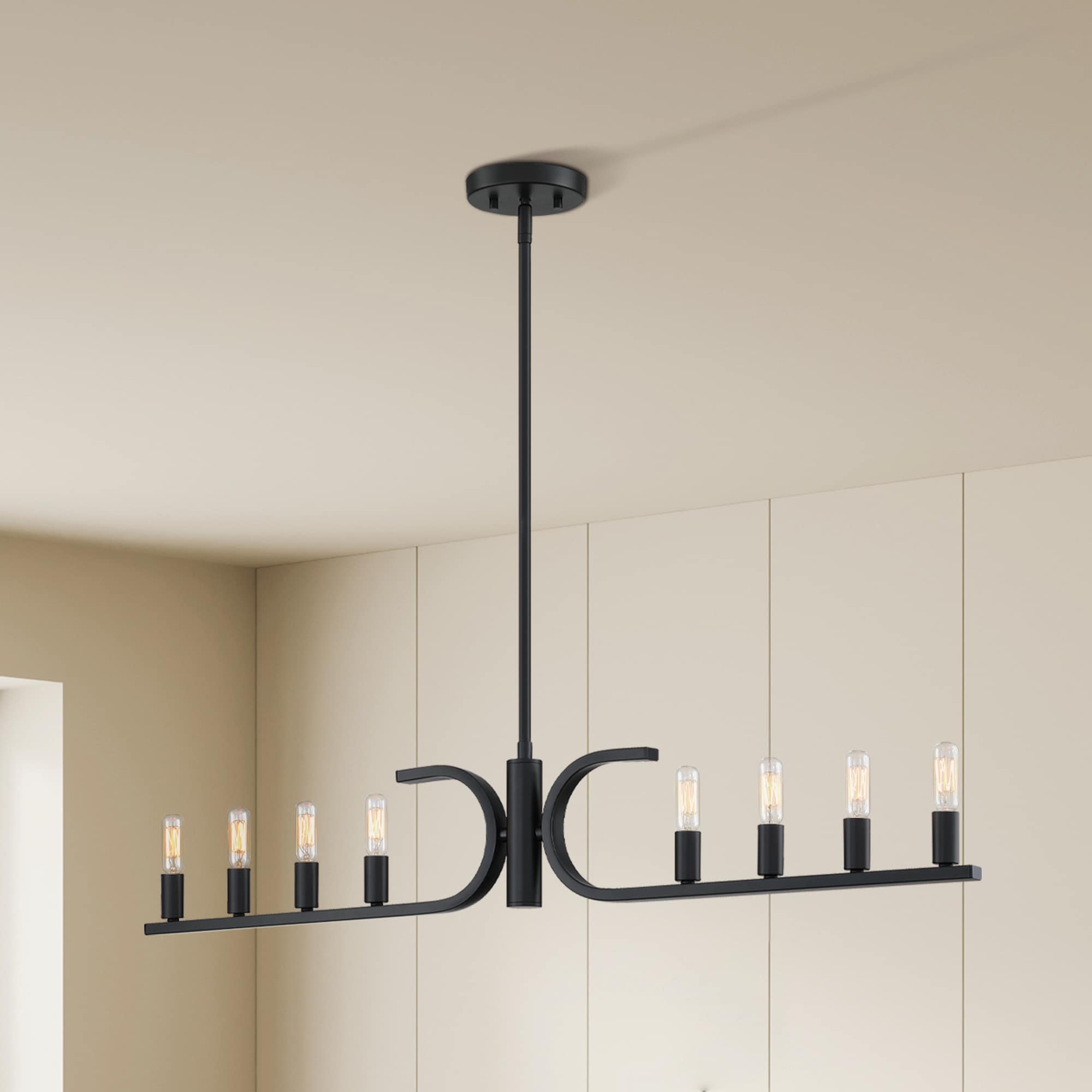 Designers Fountain D314C-IS-MB Skye 8 -Light Matte Black Modern/contemporary Geometric Large Hanging Kitchen island light