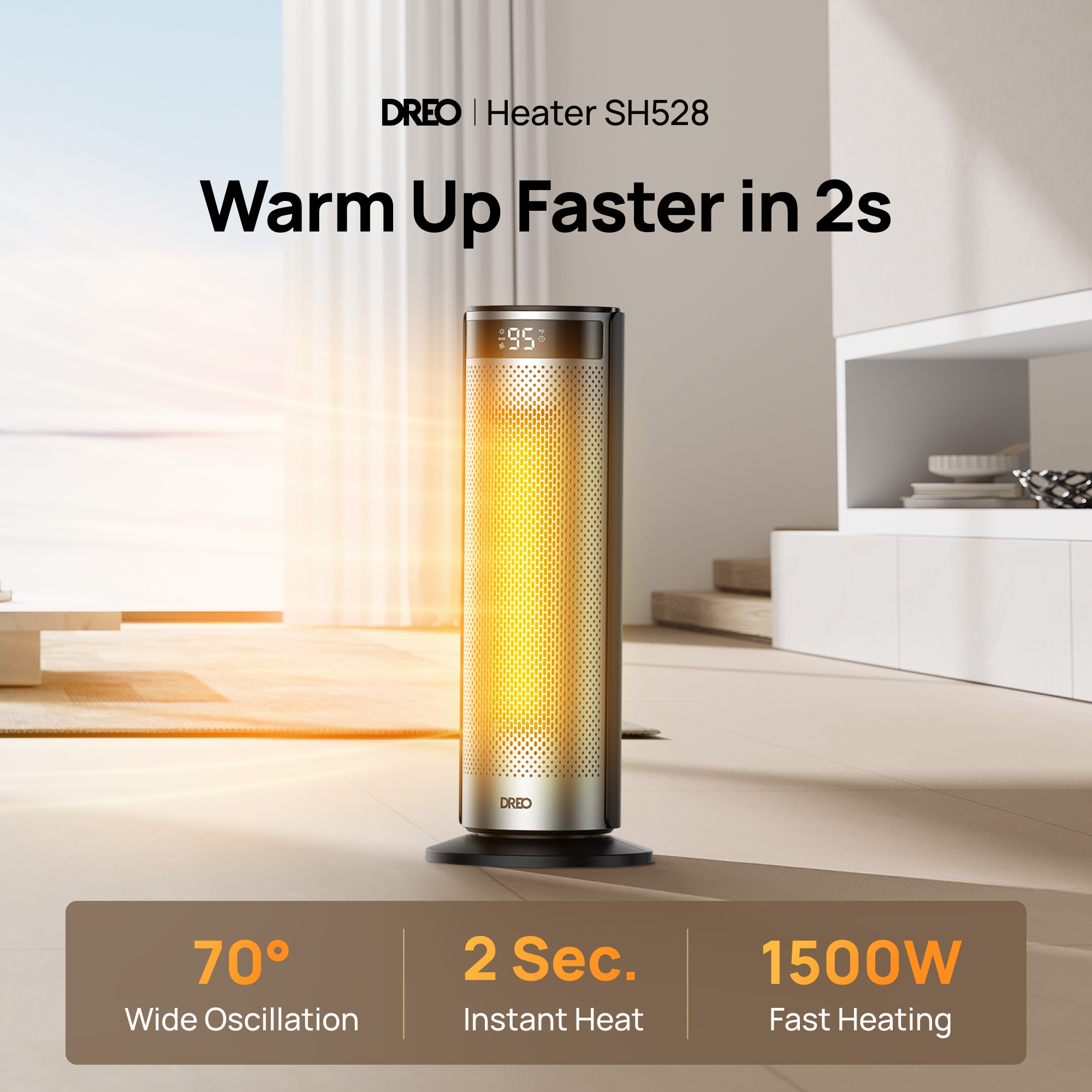 DREO DR-HSH028 BLACK Portable-Electric-Heat - View #2