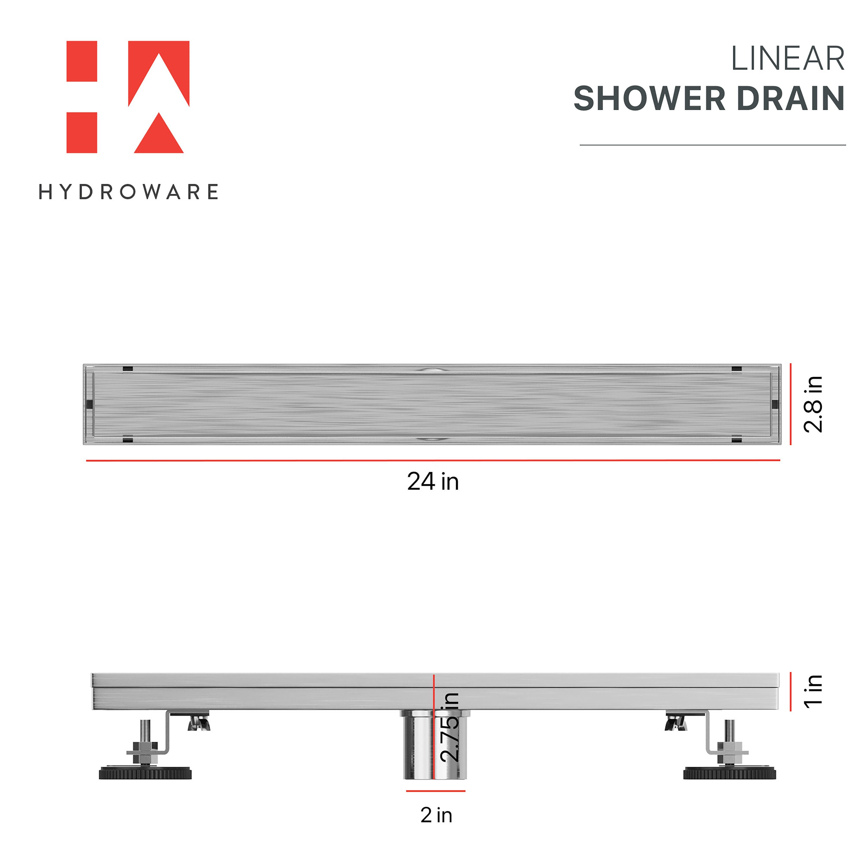 HYDROWARE HYD-0008 36 Stainless Steel Linear Drain Finish: Matte Black