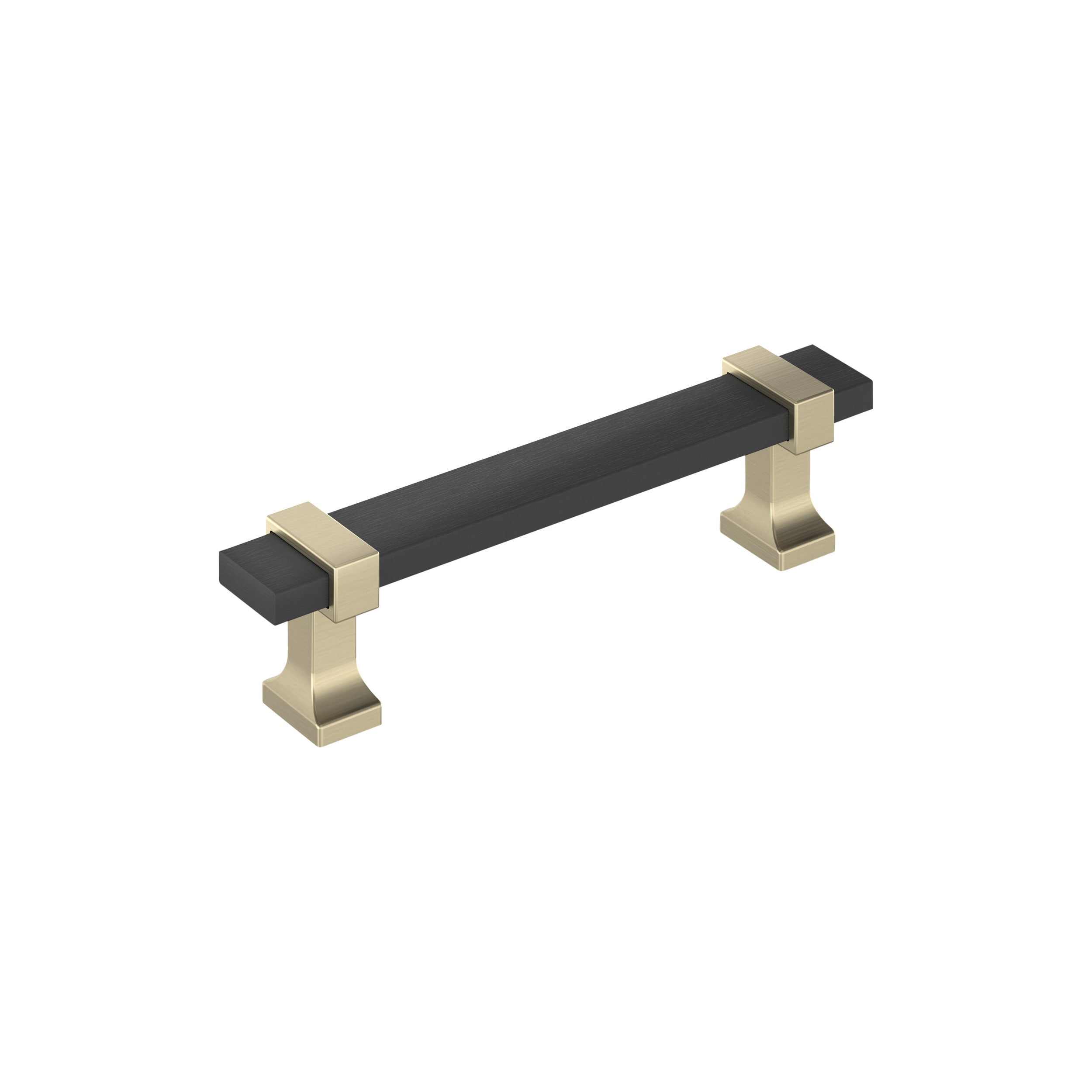Amerock BP36681BMBBBZ Overton 3-3/4-in , 96mm Center to Center Brushed Matte Black/Golden Champagne Rectangular Bar