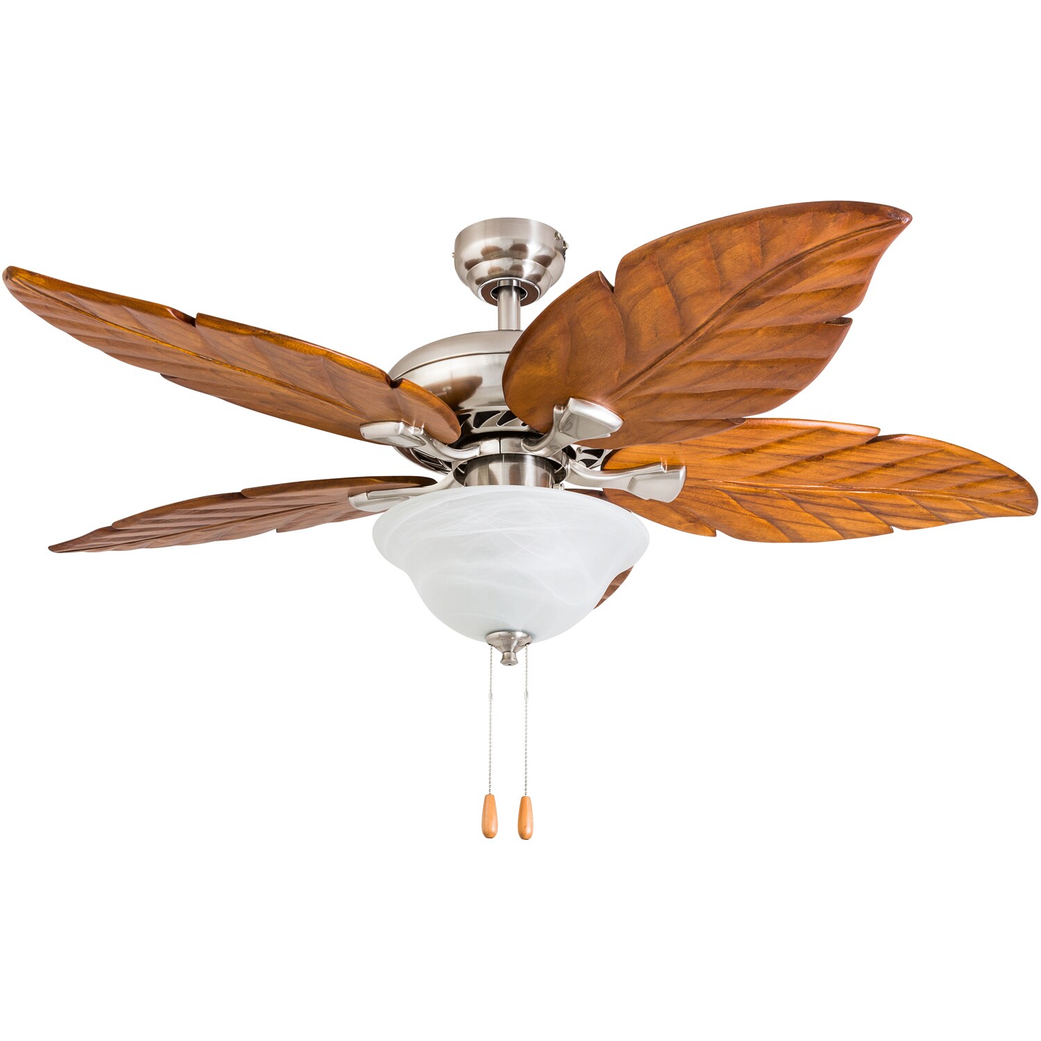 Prominence Home 50769-26 Oceanfront 52-in Brushed Nickel Indoor Downrod or Flush Mount Ceiling Fan with Light and Remote (5-Blade)