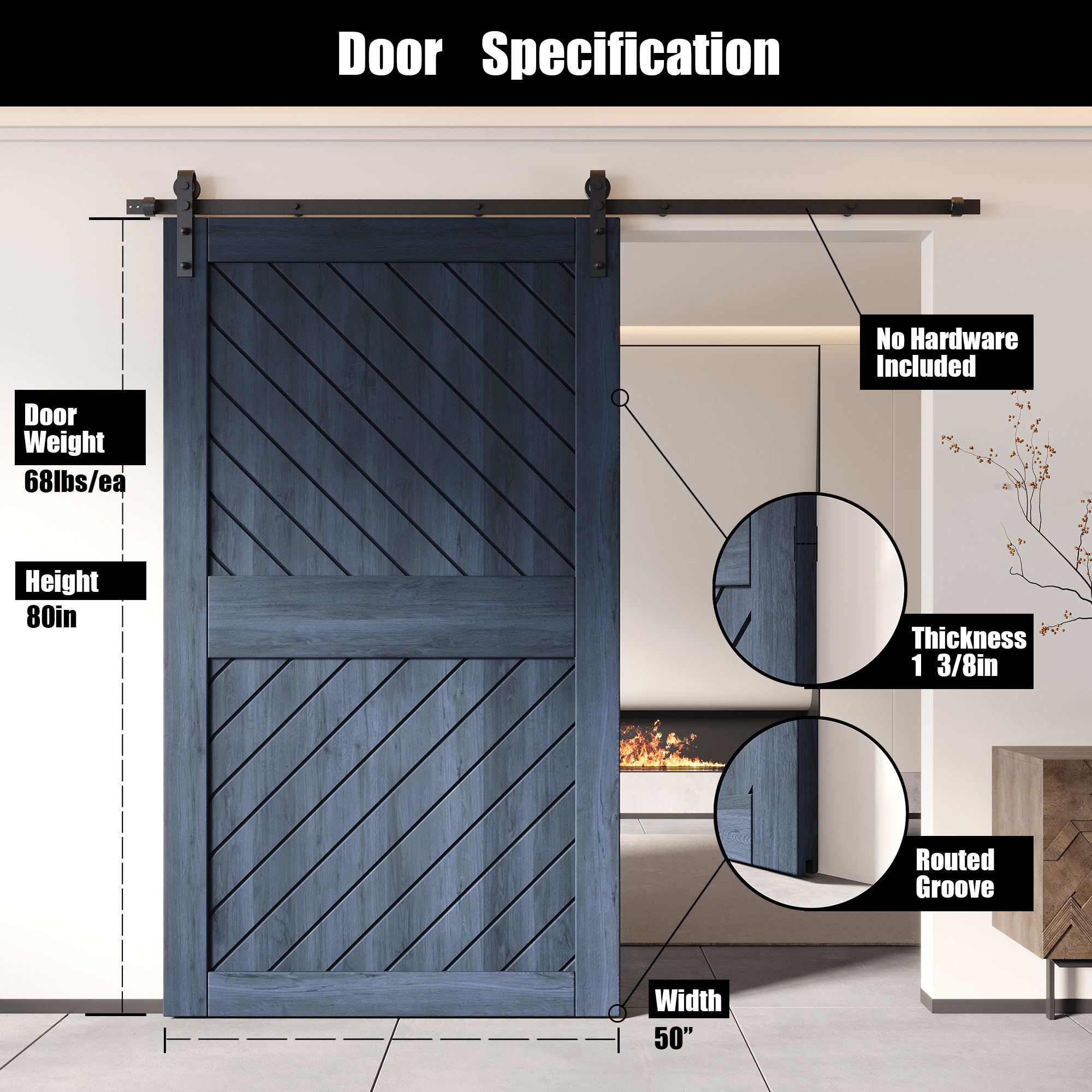 HOMACER XT4-5084-NA Barn-Doors - View #2
