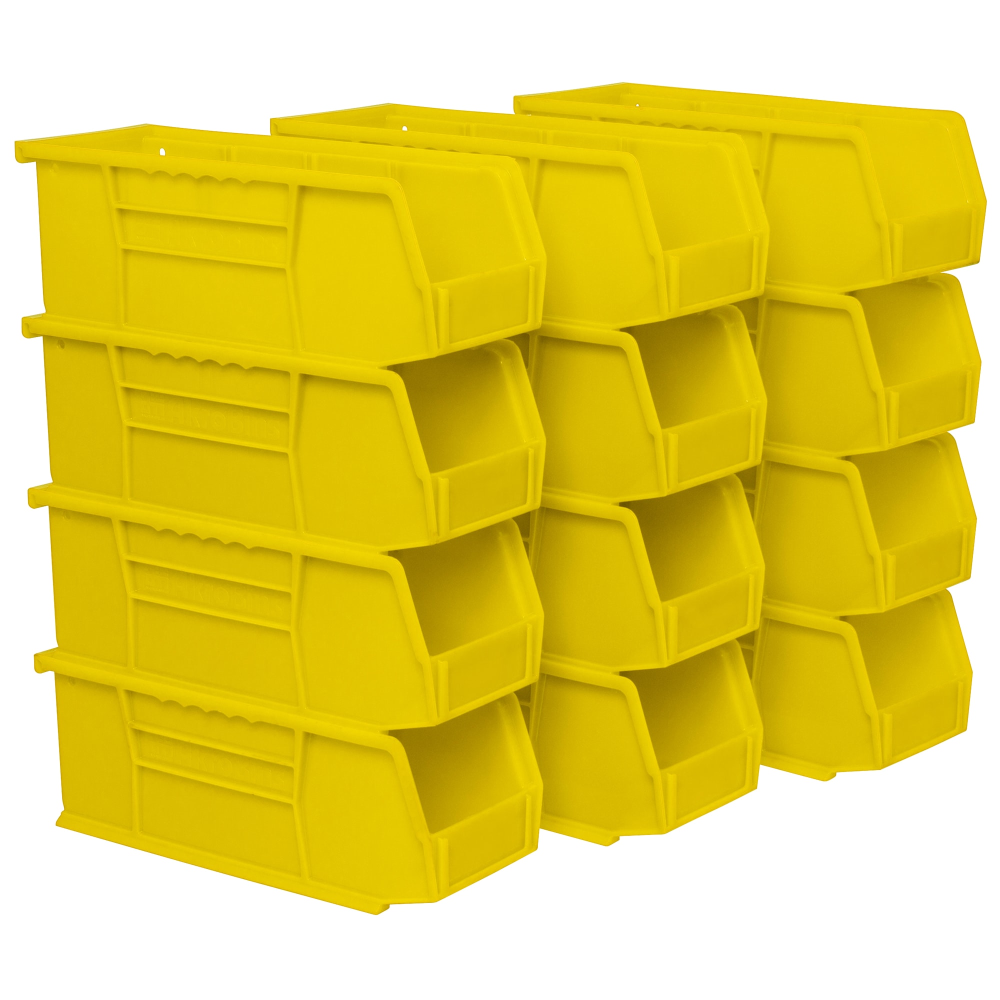 Akro-Mils  12 Pack AkroBins Plastic Storage Bins Space-Saving Organizers Yellow
