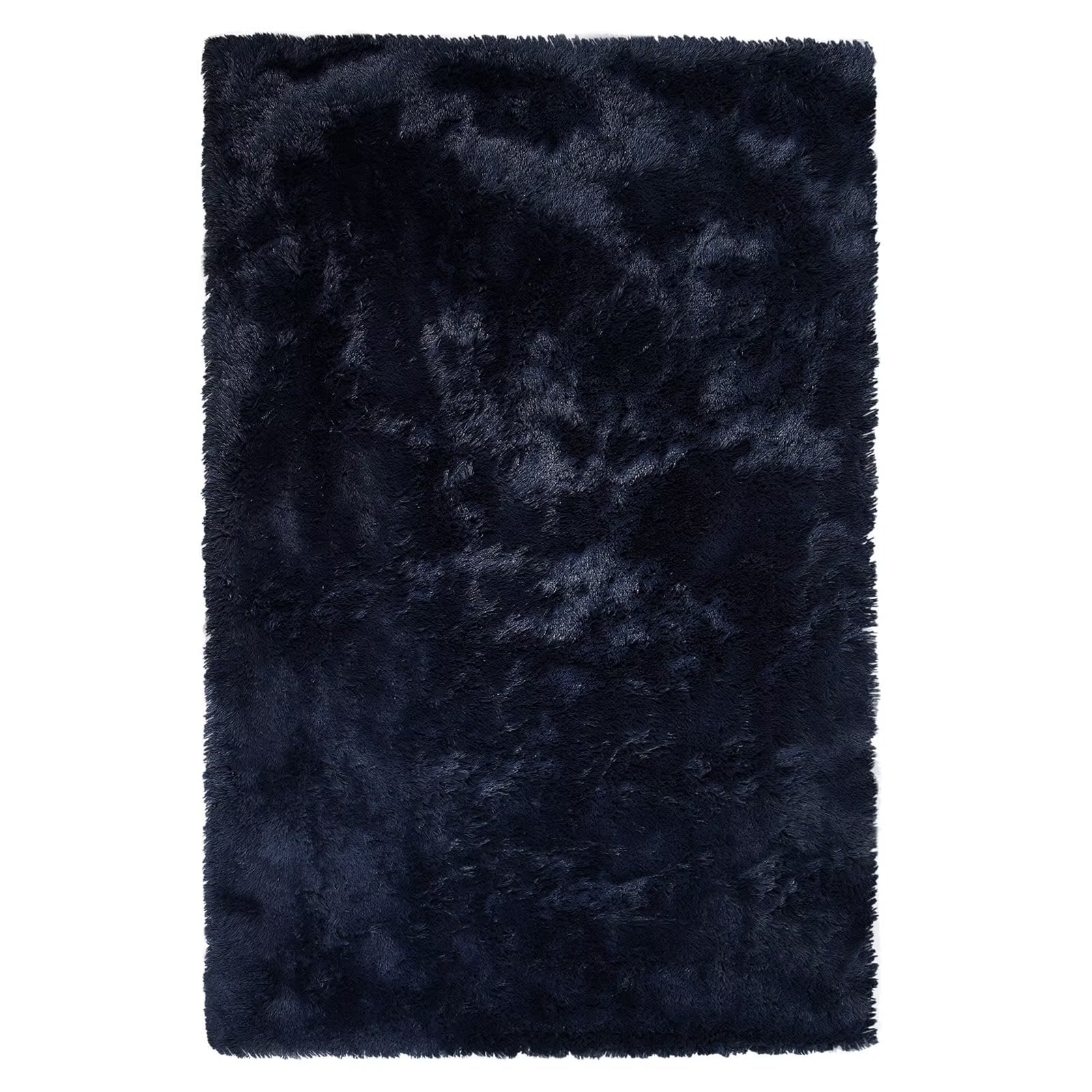 Qeetex SUNNY-PHO-0PW2VA0P 4 x 6 ft Polyester Navy Rectangular Indoor Solid Modern Fluffy Soft Non Slip Area Rug