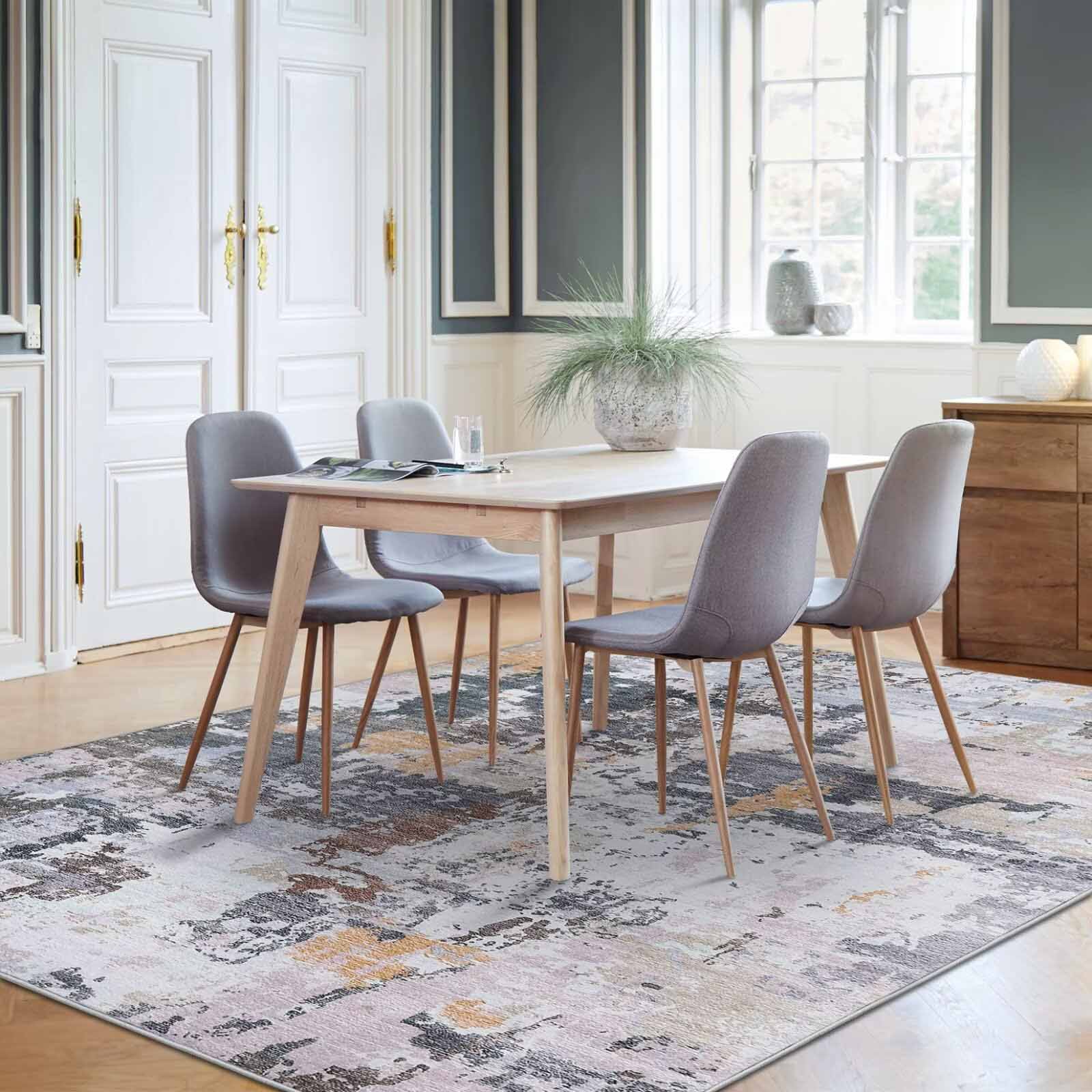 Garvee YXY-LO-PHO-33HUBXM5 9 x 12 (ft) Loomed Polyester Yellow/Gray Rectangular Indoor Abstract Mid-Century Modern Machine washable Area rug
