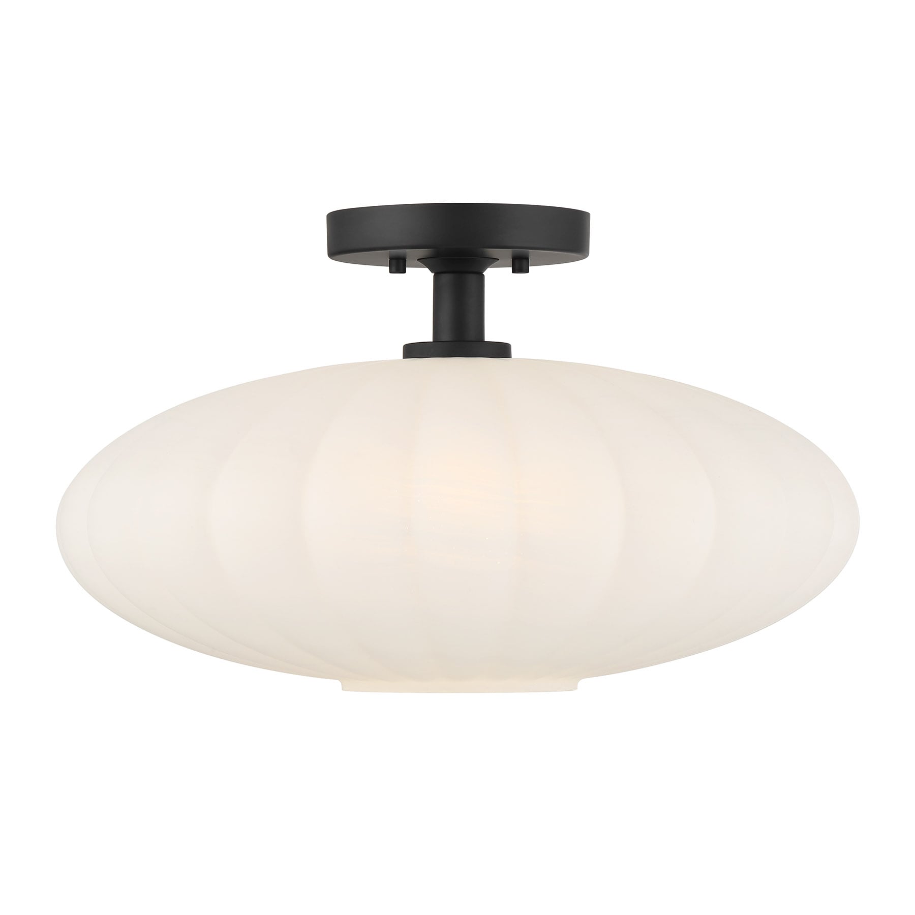 Meridian Lite Trends M60075MBK Meridian 1 -Light 18-in Matte Black Semi Flush Mount Light