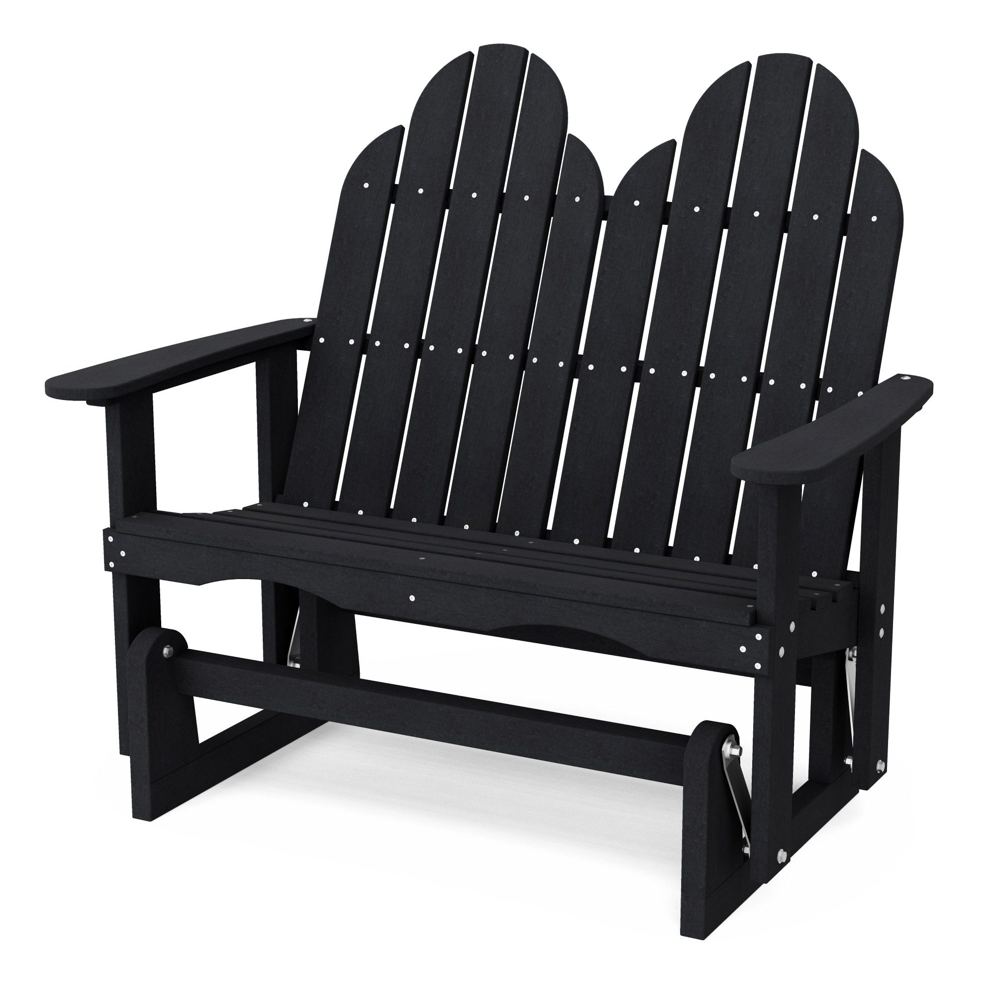 Wildridge LCC-208-BK Classic Adirondack 2 -person Black HDPE Outdoor Glider