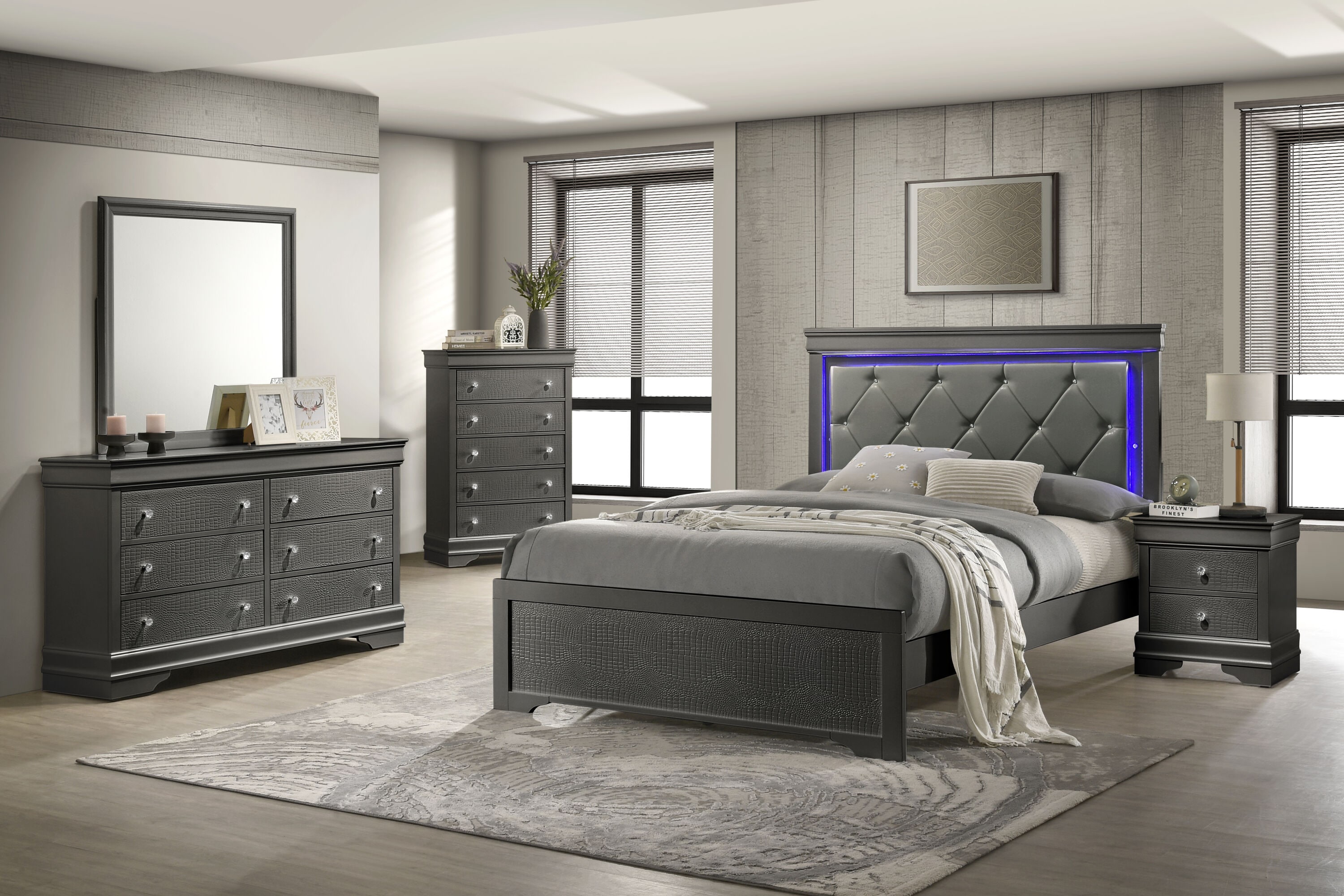Galaxy 601955558228 Blaze Gray Full Bedroom Set