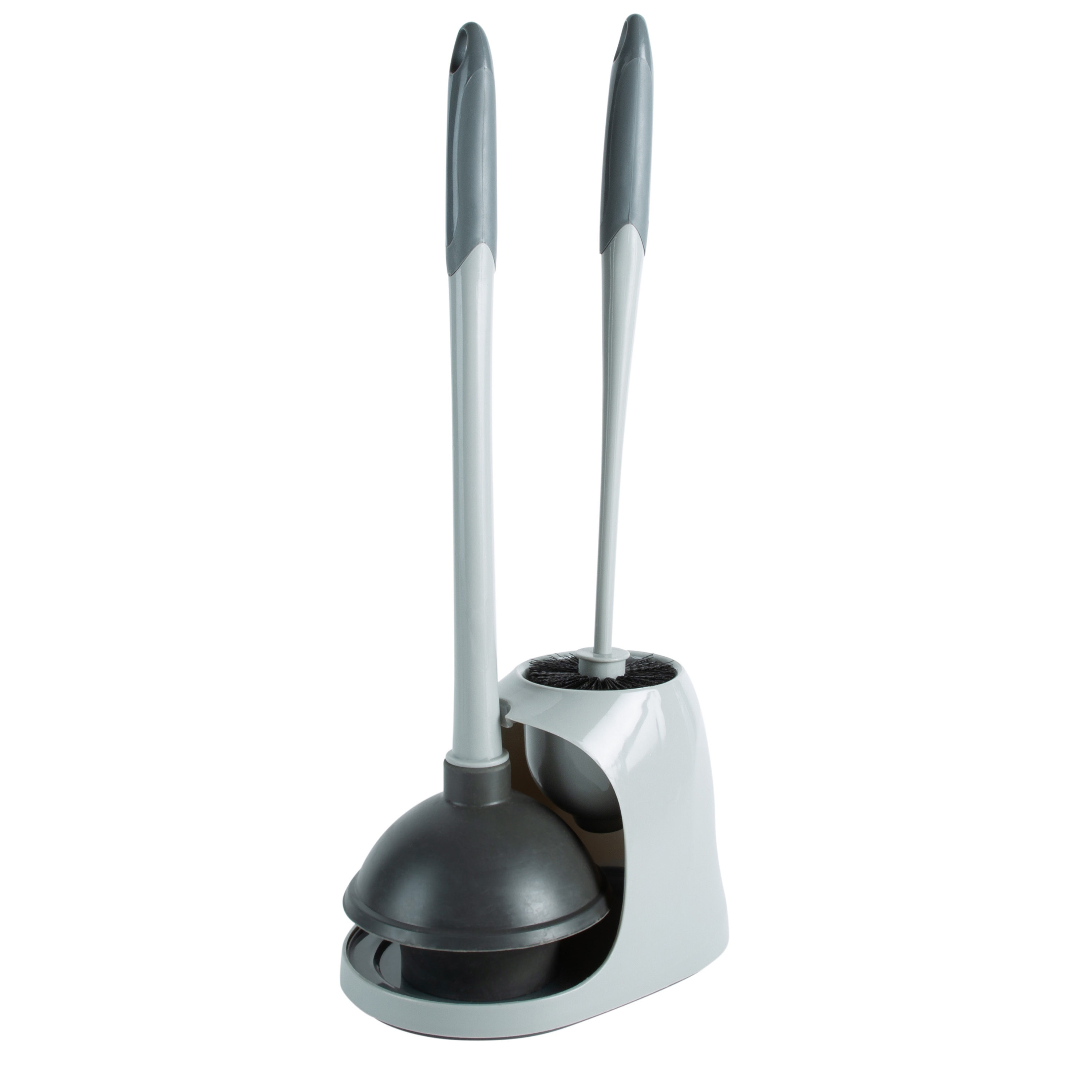 Modern Deluxe Freestanding Toilet Brush and Plunger Combo in Matte  Stainless Steel