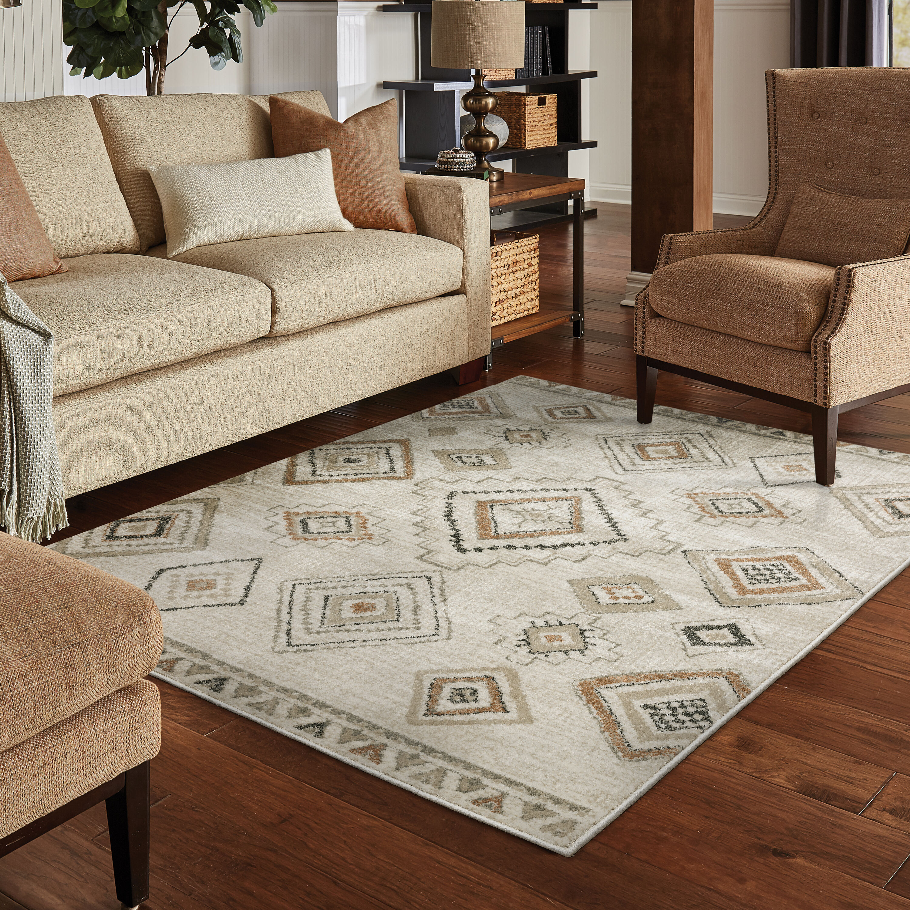 Archer Lane 660GEORB04L Burke 4 x 6 (ft) Polypropylene Ivory Rectangular Indoor Medallion Southwestern Area rug