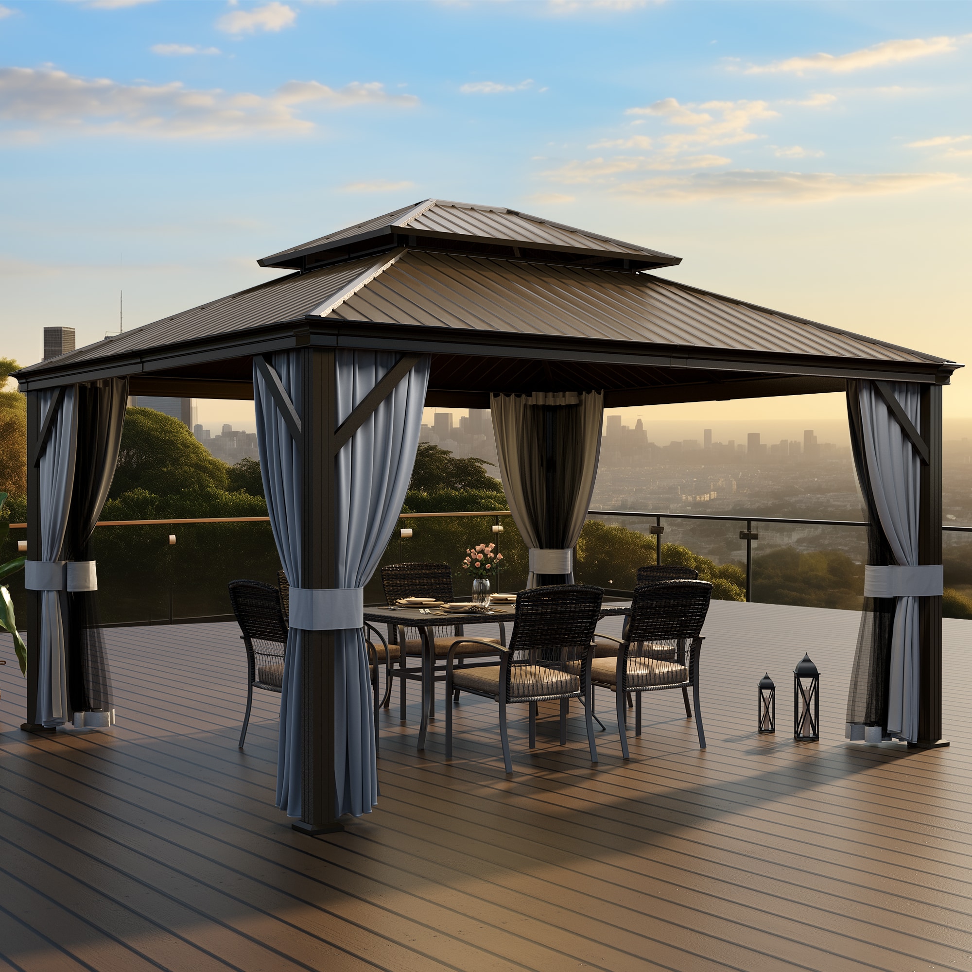 PamaPic ZP-YY-Z-1214-WL1 Wood-Resin-Gazebos - View #3