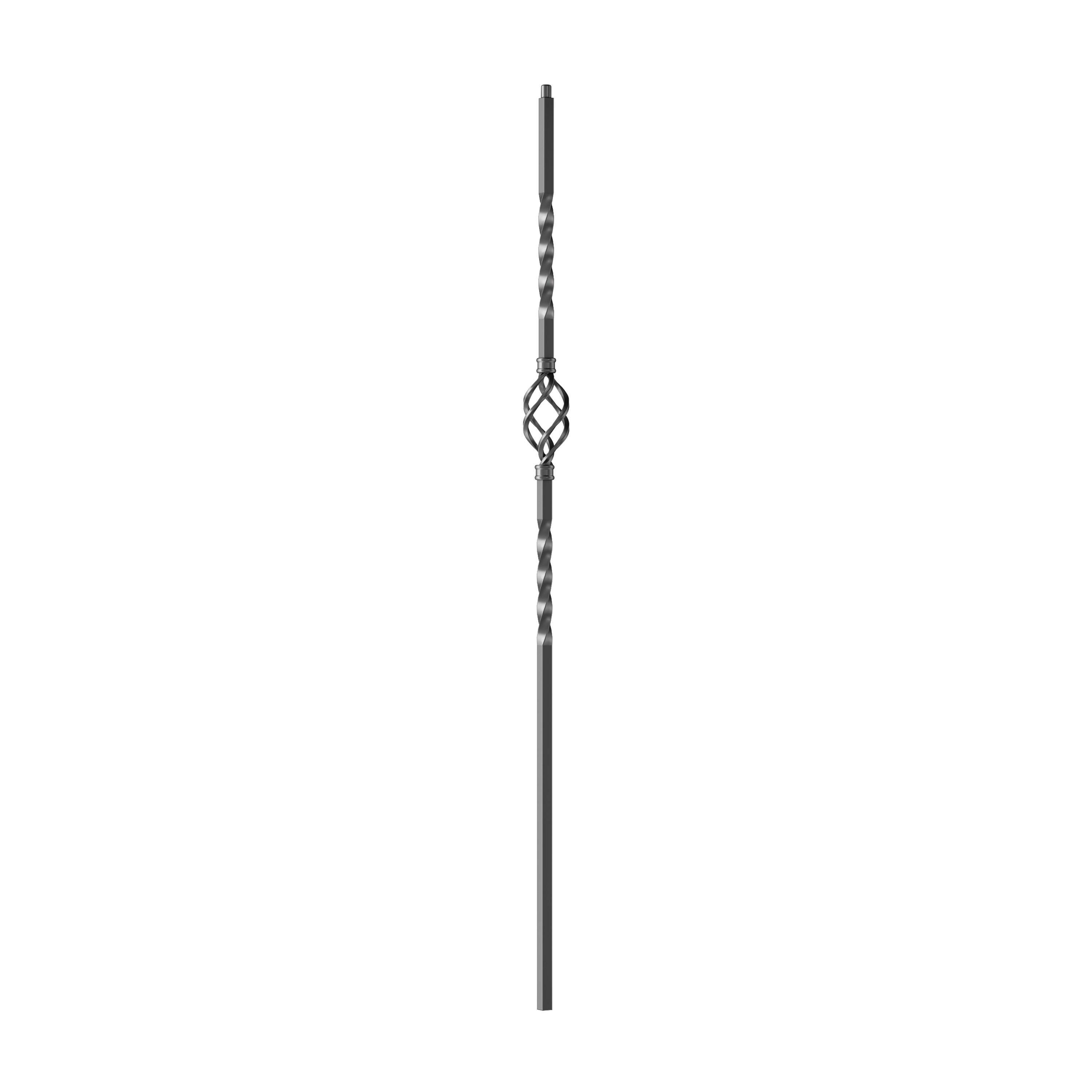 Crown Heritage 4582121FB44 44-in x 2.875-in Satin Black Wrought Iron Pin Top Single Basket Stair Baluster