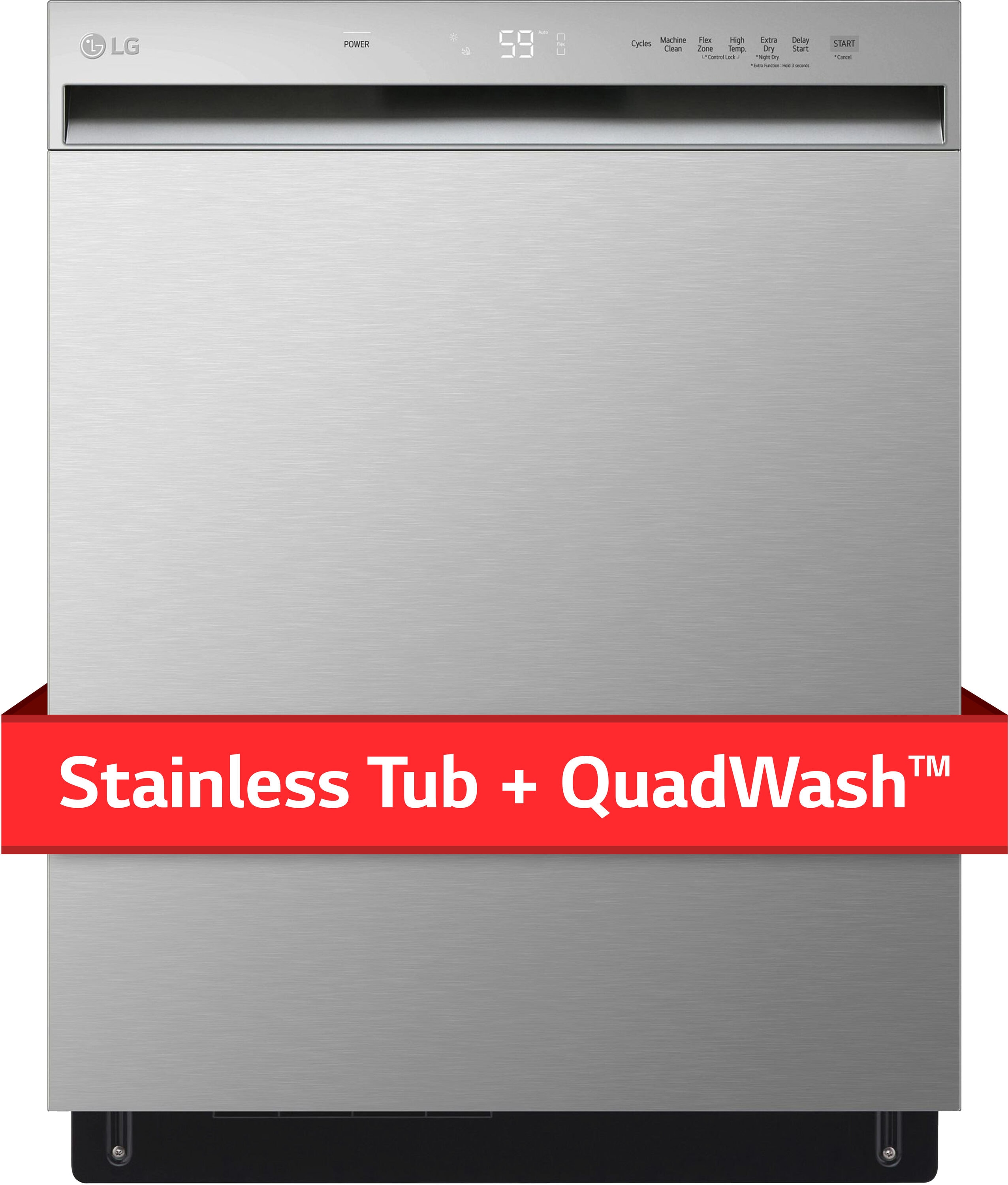 QuadWash Front Control 24-in Built-In Dishwasher (Printproof Stainless Steel) ENERGY STAR, 50-dBA | - LG LDFN343LS