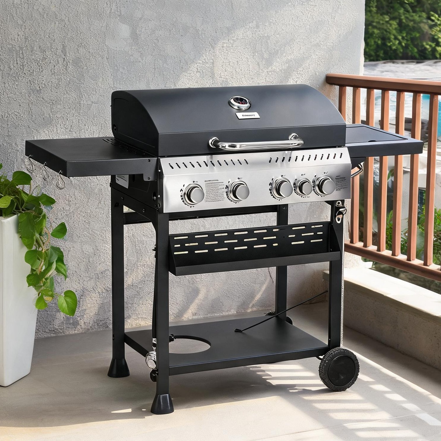 BBabe Grill with Black Galvanized Steel and Stainless and 20.9 x 8.2 x 15.7 in Storage