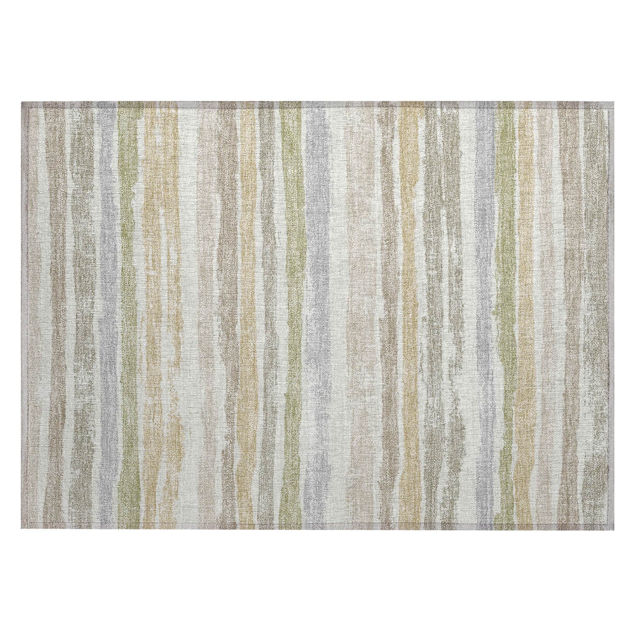 Ivory and Gray Striped Indoor Outdoor Area Rug