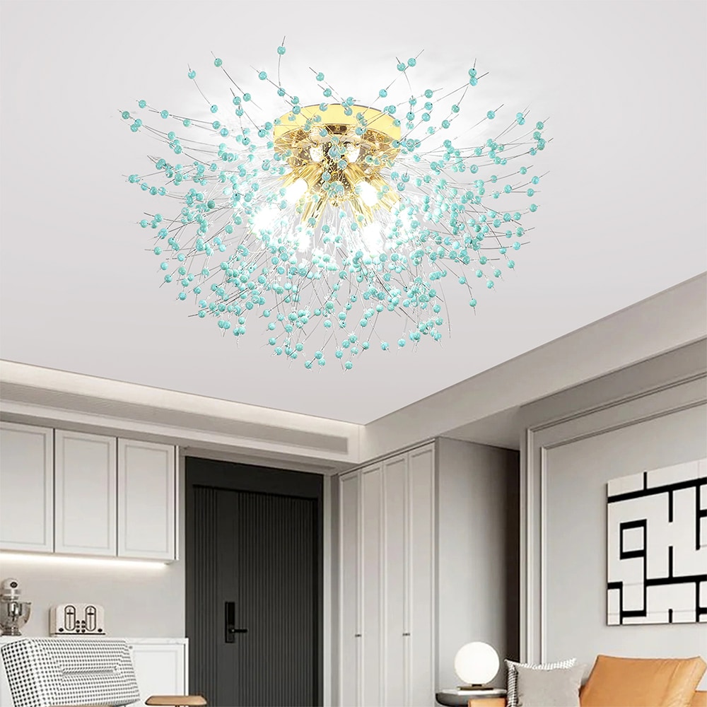 GoYeel ZC034GD06 6 -Light 22.05-in Gold Semi Flush Mount Light