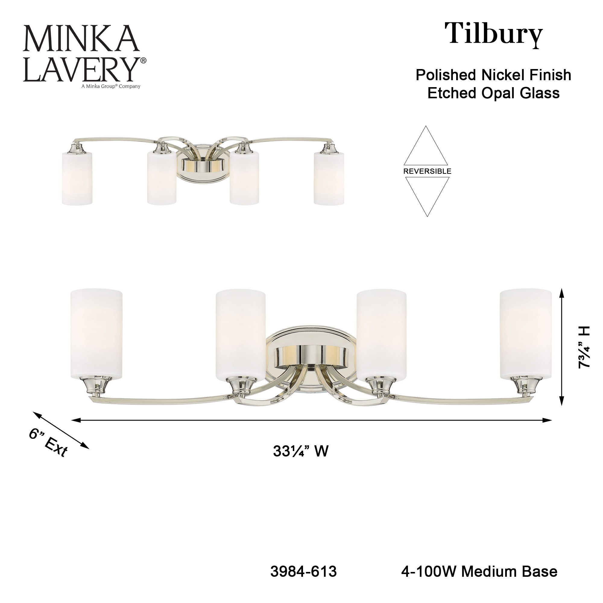 Polished Nickel 4-Light Cylinder Vanity Fixture
