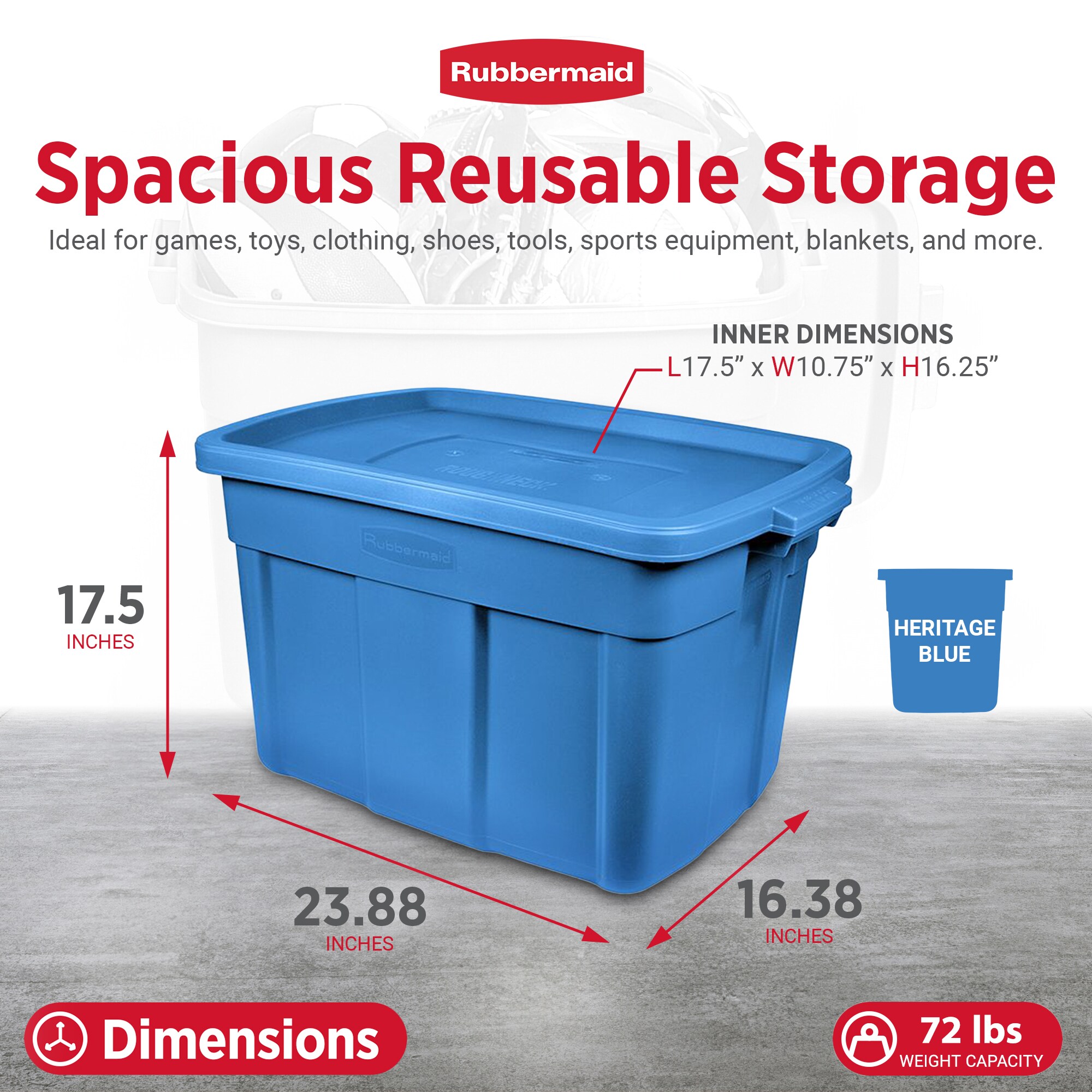 Rubbermaid Heritage Blue Plastic 6 -Pack in the Storage Bins