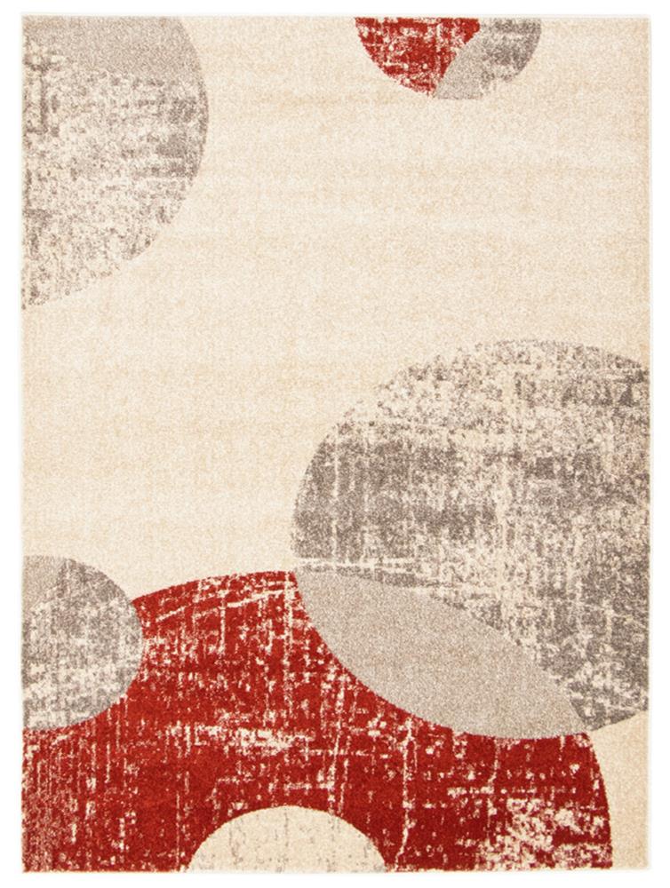 ECARPETGALLERY 345677 Bellagio 5 x 7 (ft) Loomed Polypropylene Ivory/Red Rectangular Indoor Abstract Mid-Century Modern Area rug