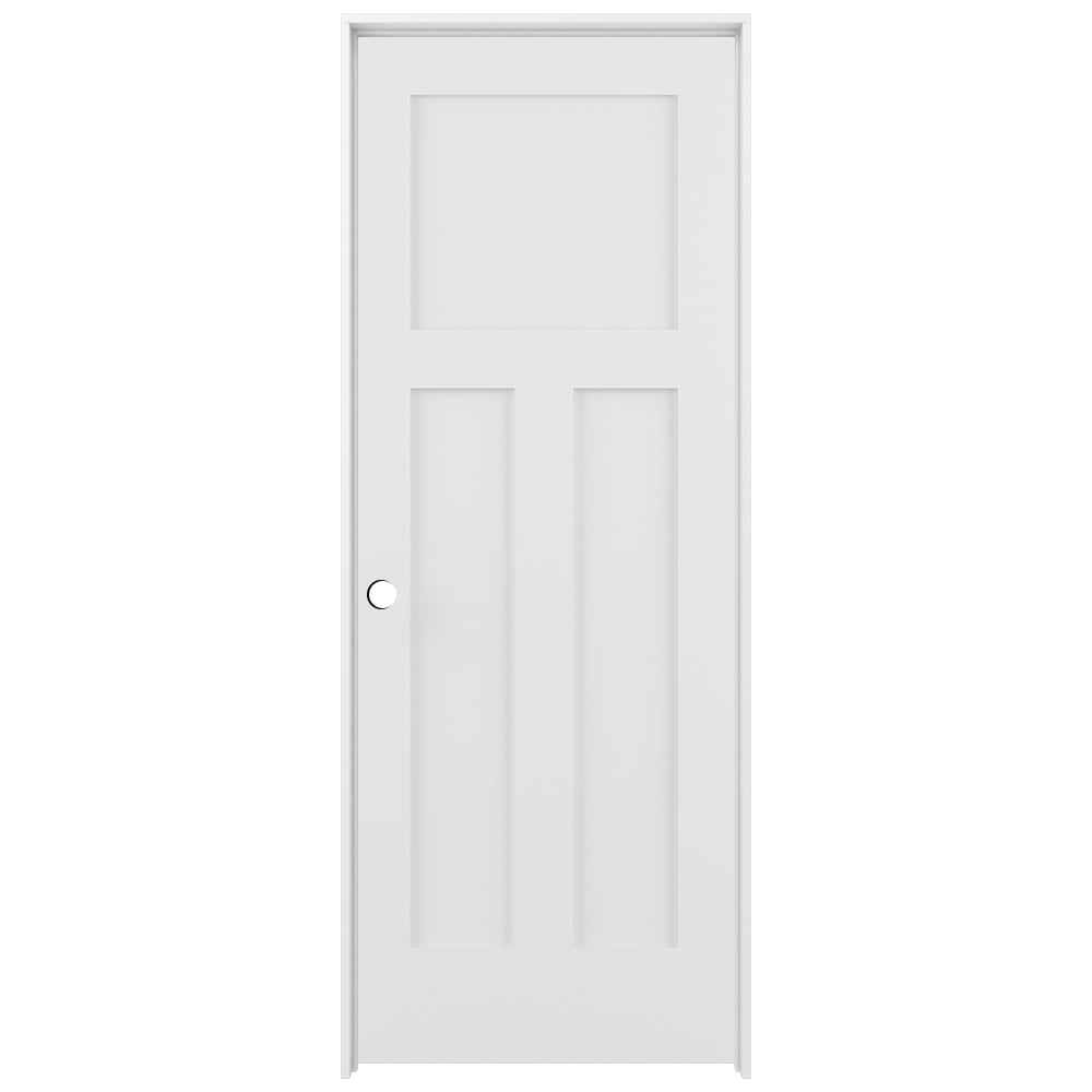 RELIABILT LO1369451 36-in x 80-in White Solid core 3-panel craftsman Right hand Smooth Prefinished Pine Wood Flat Jamb Single Prehung Interior Door