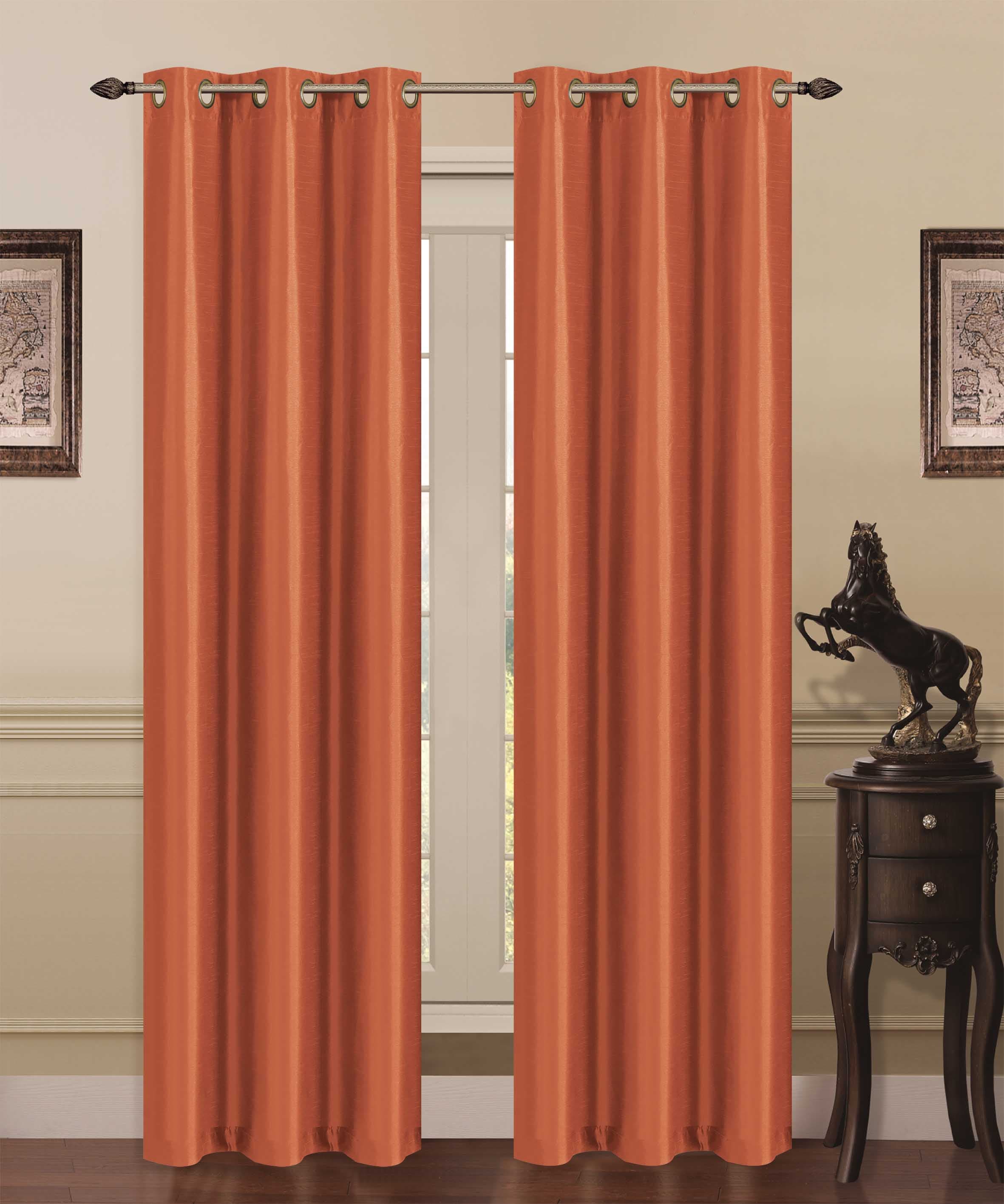 J&V TEXTILES HOUSTON RUST 84-Inches Outdoor Rust Blackout Standard lined Grommet Curtain panel pair