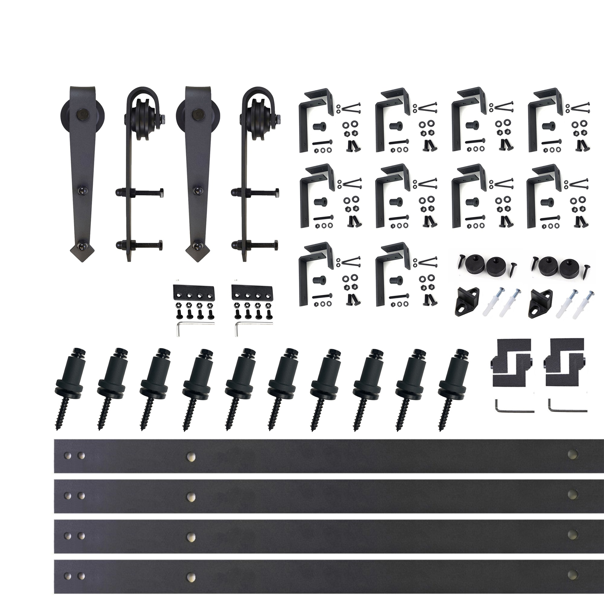 HOMACER 156-in Rustic Black Indoor Arrow Double Bypass Barn Door Hardware Kit JT4TGH156C Sansujyuku sansujyuku.com