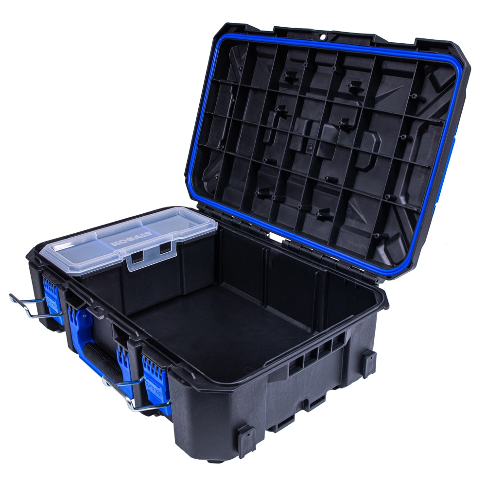 14-inch Tool Box Plastic Tool Box with Tray and Organizers Includes Removable 3 Small Parts Boxes
