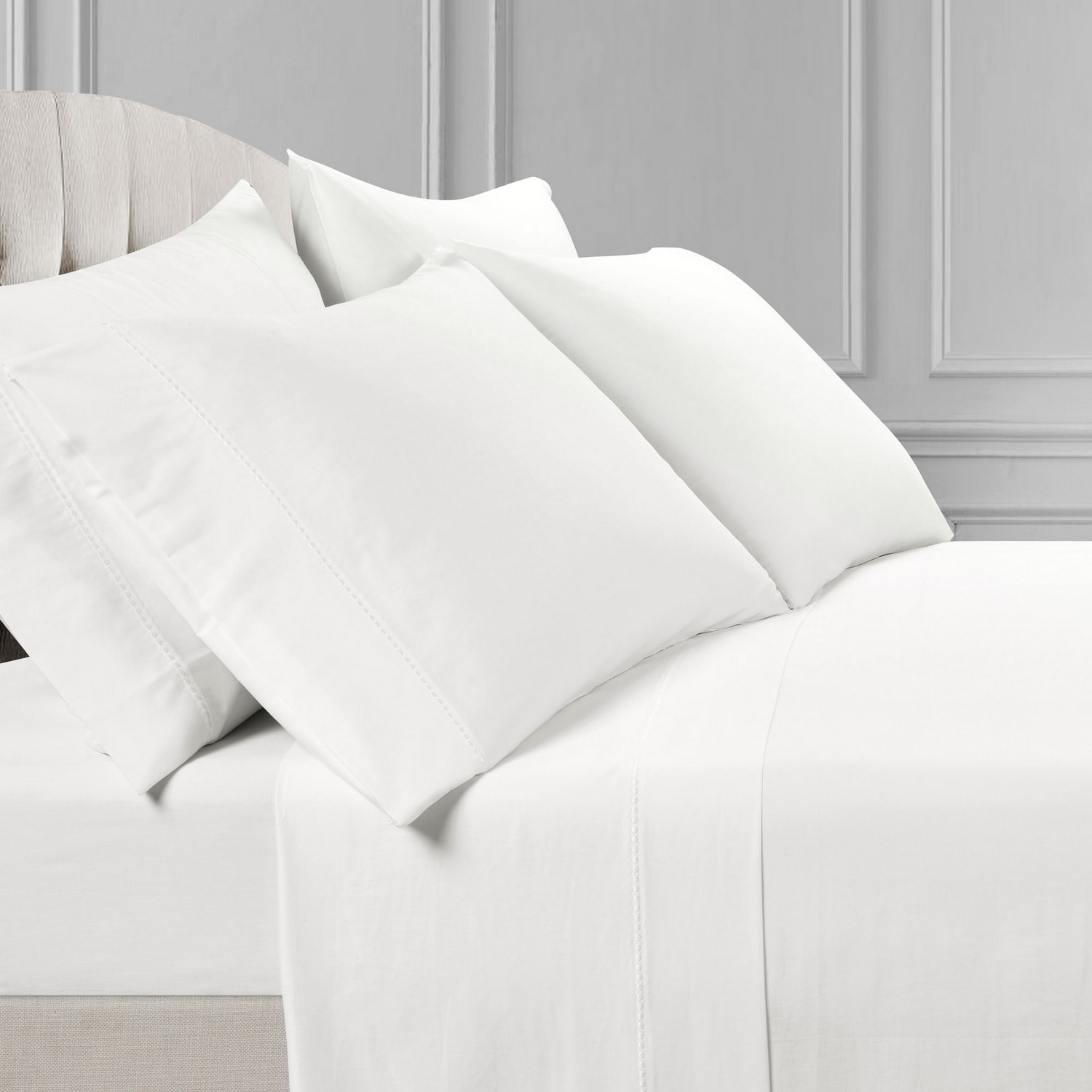 White King Cotton Embroidered 6-Piece Sheet Set