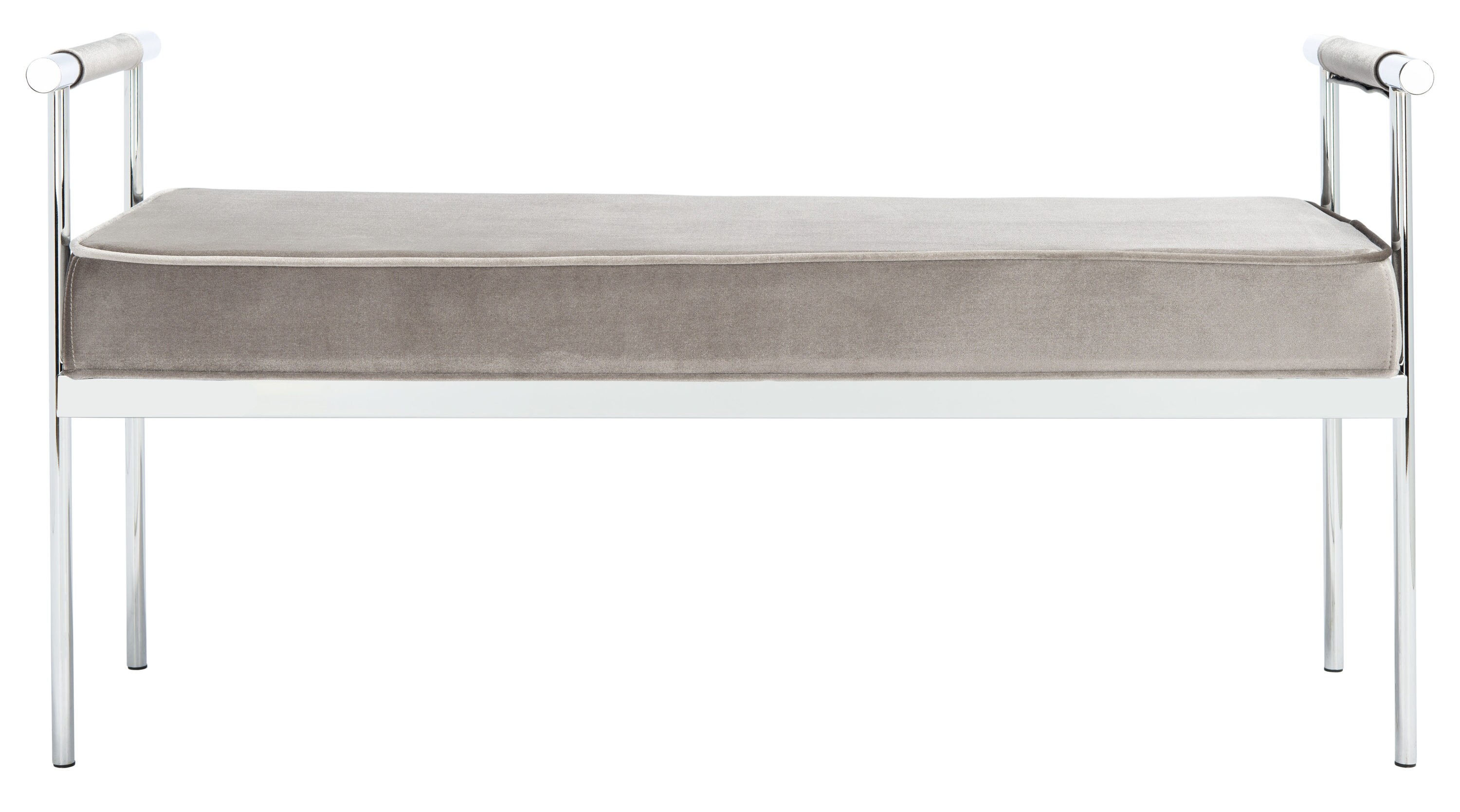 Safavieh BCH6206C Pim Modern Hazelwood/Chrome Accent Bench 48-in x 17.3-in x 24.8-in