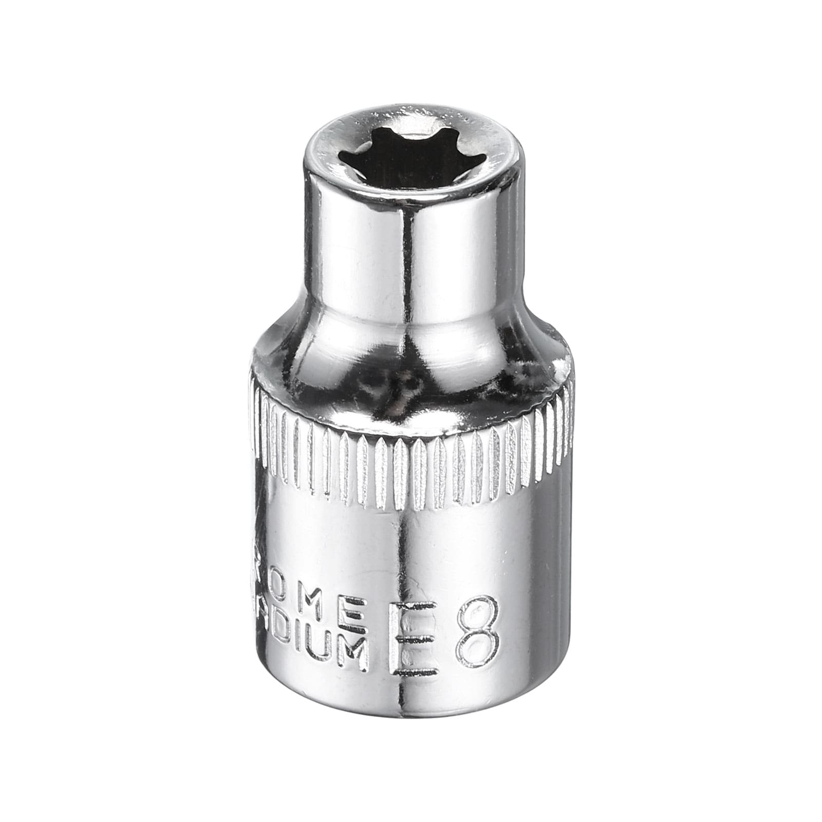 Harfington E-Torx Socket 3/8 Inch Drive E8 Star Female Socket 1.1 Inch Length External Torx Deep Sleeve CR-V Chrome Plating 6 Point Spline Sleeve for Auto Repairs Home Maintenance #S26031801UX5570
