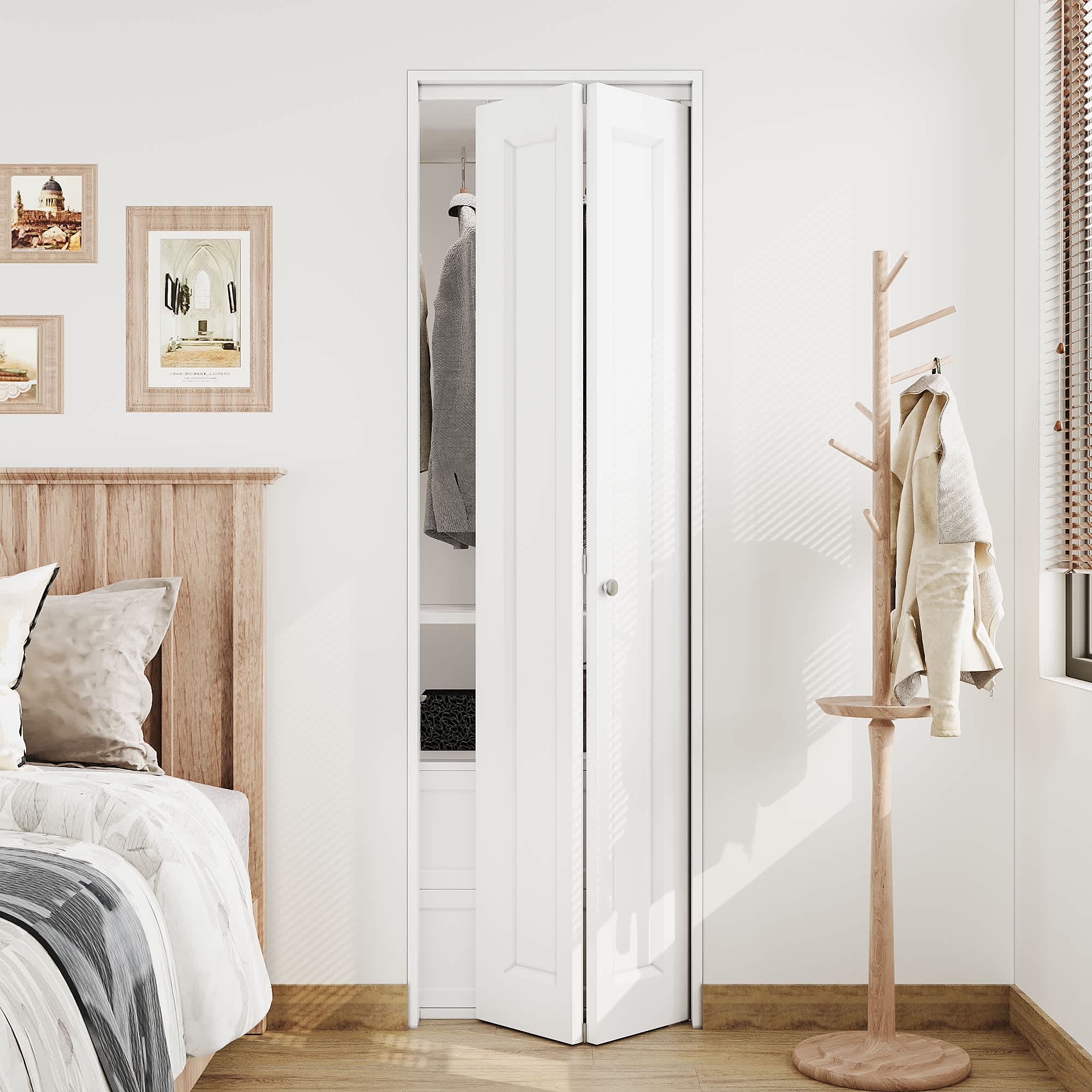 Ark Design 1 Paneled Bi-Fold Doors Solid MDF Closet Door Prefinished Surface Pre-Drilled Holes 24-in x 80-in
