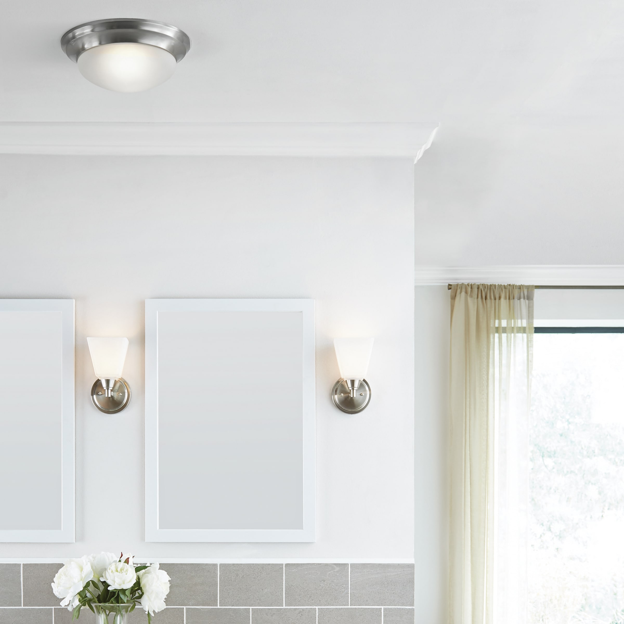 Generation Lighting 75434-05 Nash 1 -Light 11.5-in Brushed Chrome Flush Mount Light
