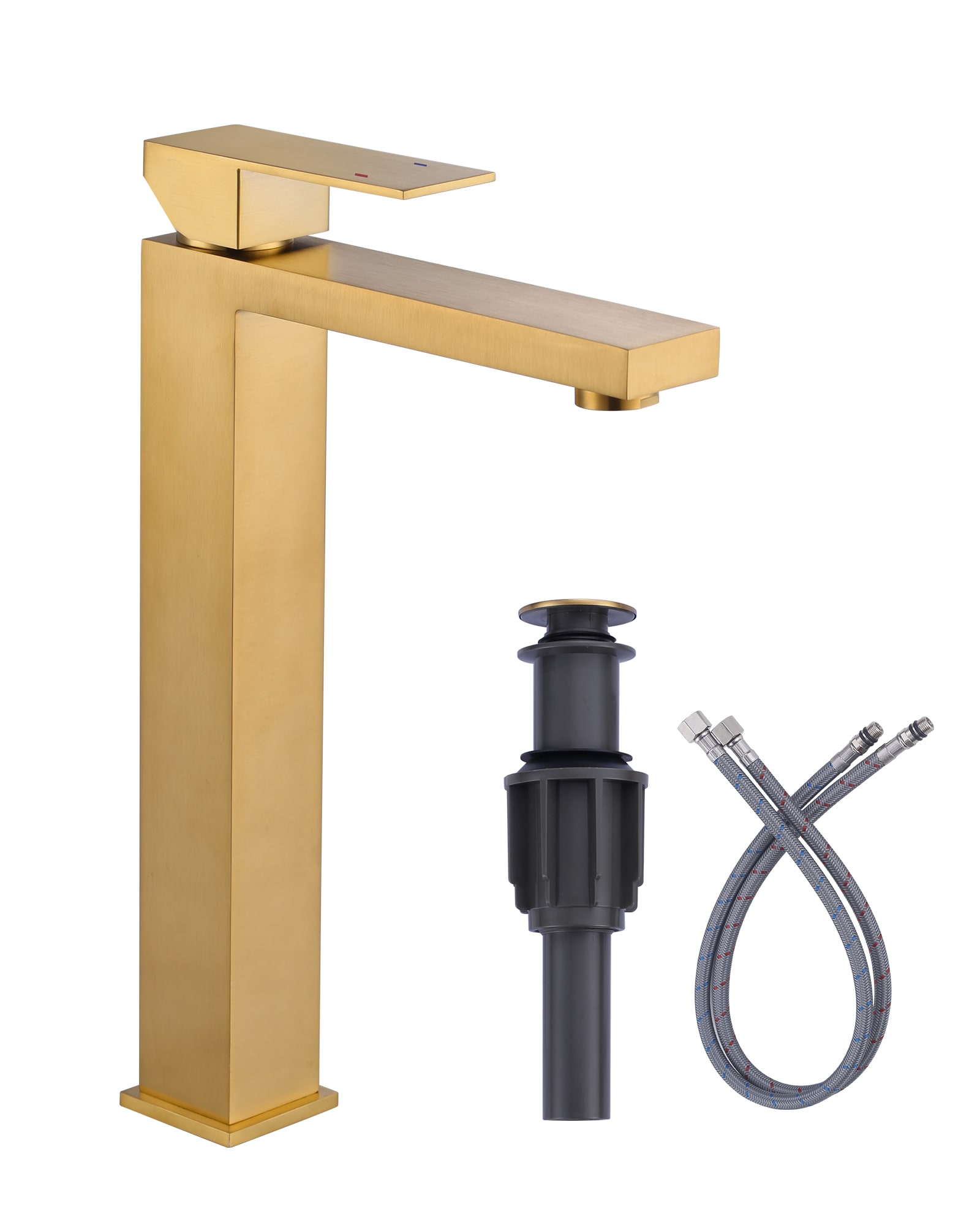 WOWOW 2327700G Gold Single hole 1-handle High-arc Commercial/Residential Handle Bathroom Sink Faucet with Drain