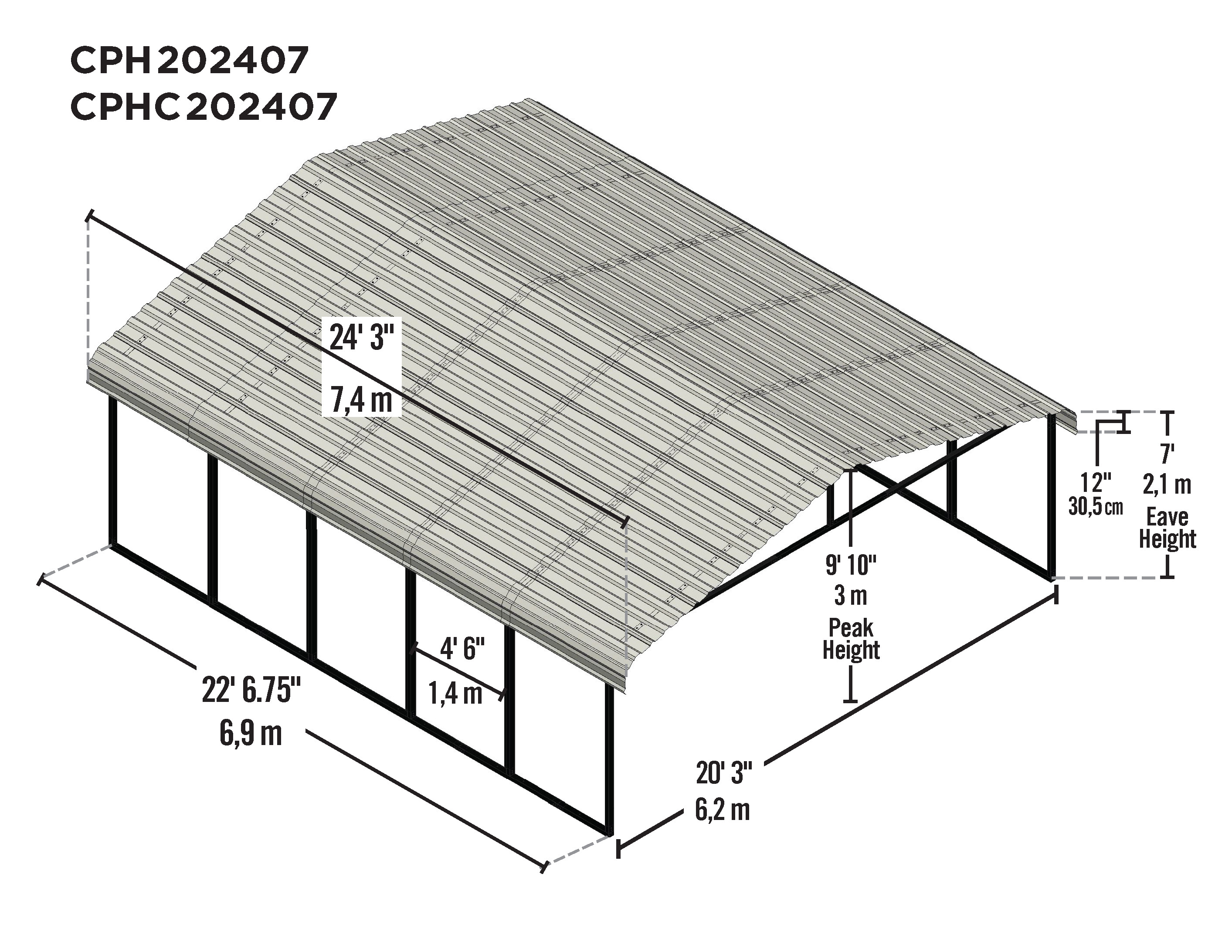 Arrow CPH202407 Carport-Covers - View #3
