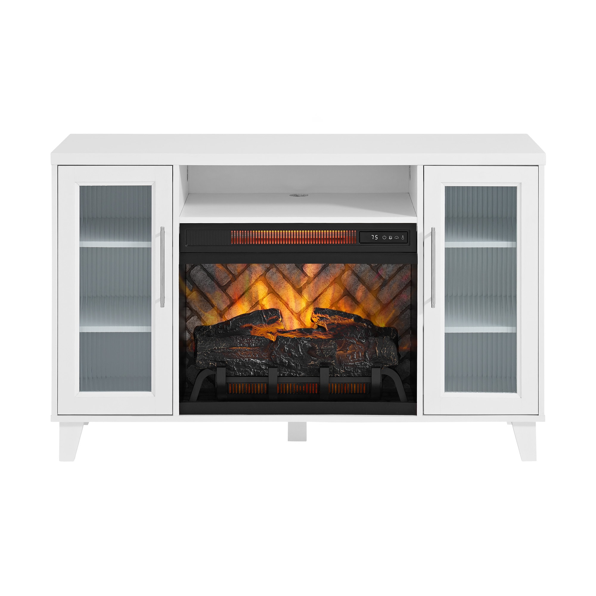 allen + roth 47.5-in W White Infrared Quartz Electric Fireplace 2623FM-23-311 Sansujyuku sansujyuku.com