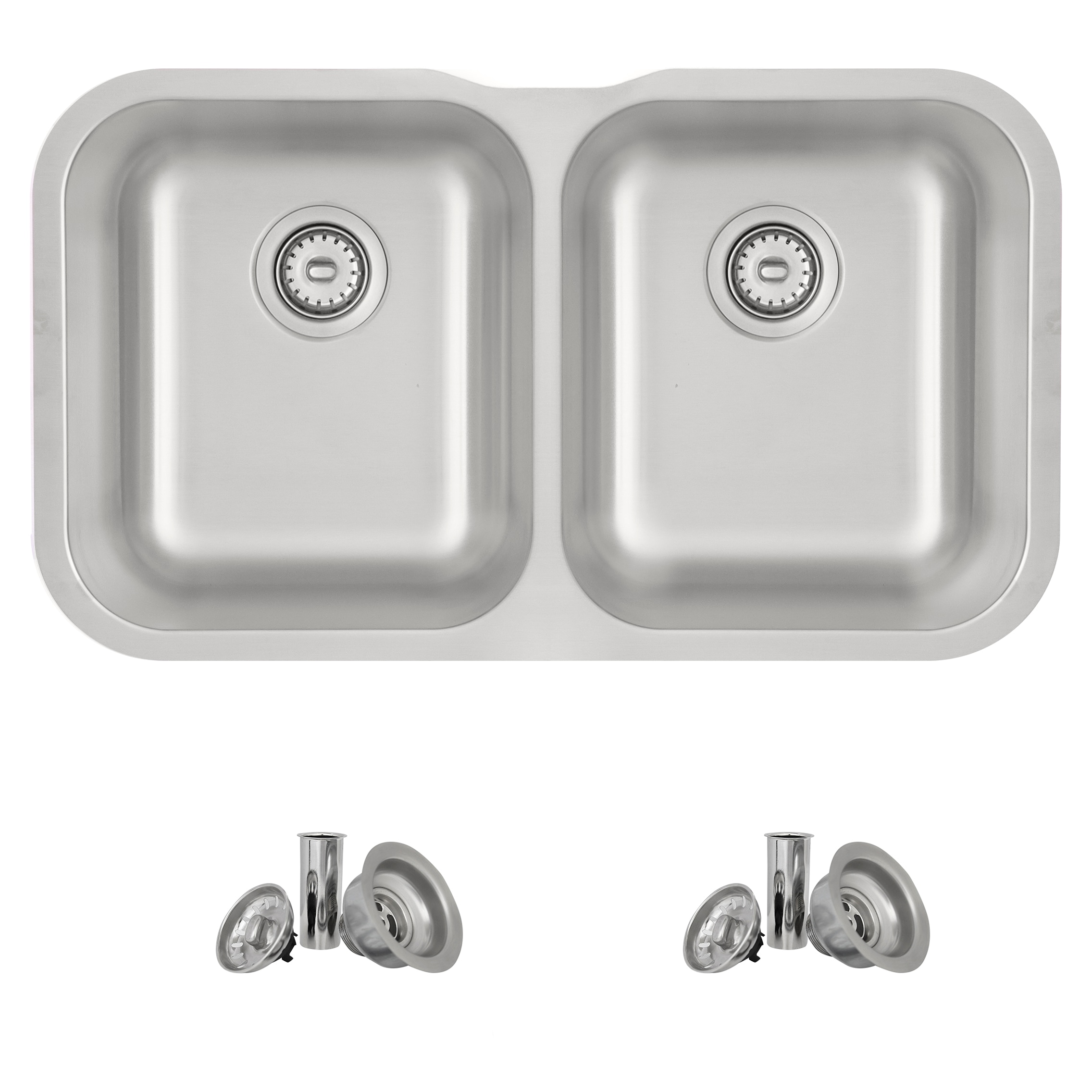 Stylish S-200T1 Drop-in or undermount 31.25-in x 18-in Stainless steel Double equal bowl 18 -Gauge Kitchen Sink