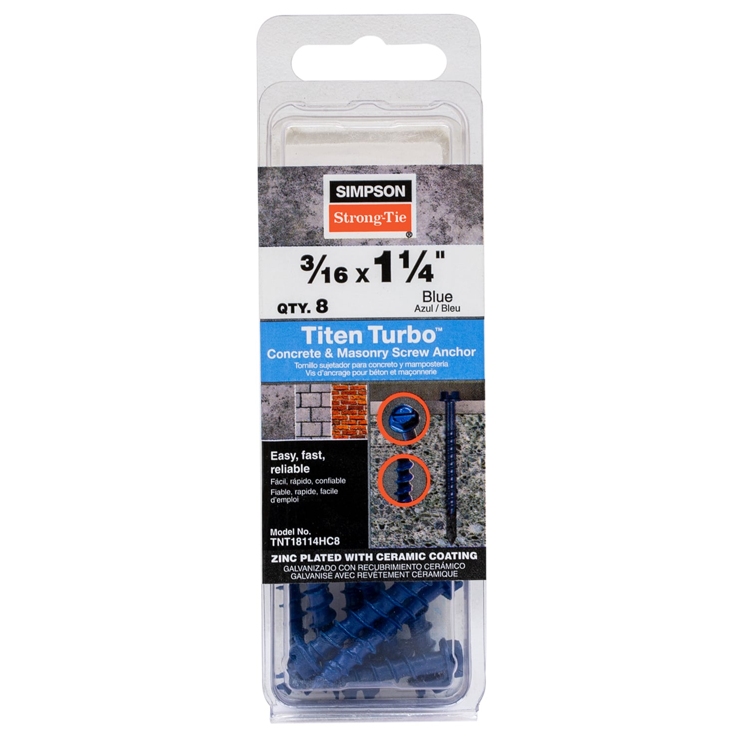 Simpson Strong-Tie TNT18114HC8 3/16-in x 1-1/4-in Concrete Anchors 8 -Pack