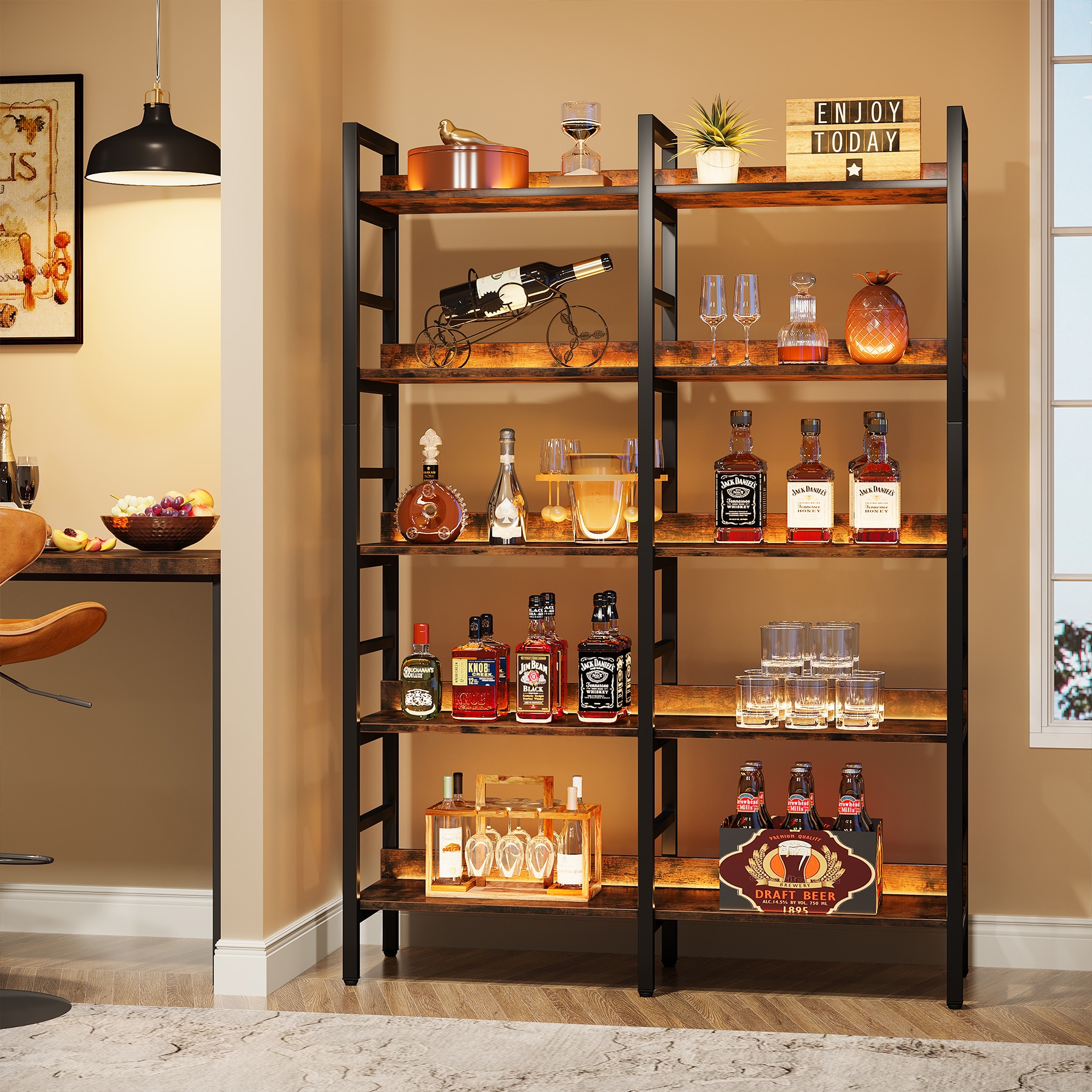 Ladder shelf with wine rack hot sale