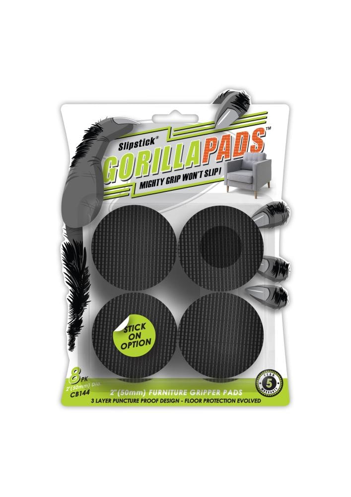 Slipstick GorillaPads Gripper Anti-skid 8-Pack 2-in Black Rubber